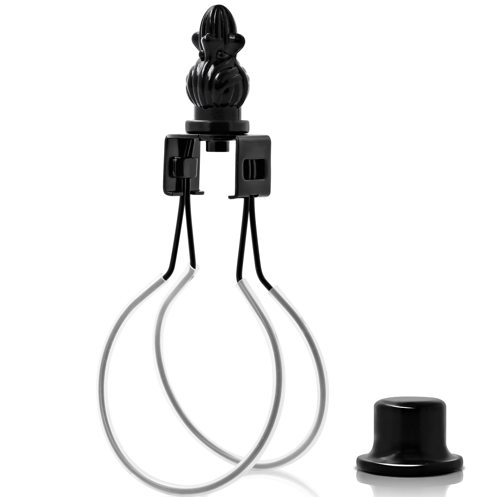 EMNOOTI Lamp Shade Clip Adapter, Metal Holder with Cap Knob Finial, Black, Model VG106BULBCLIPX1