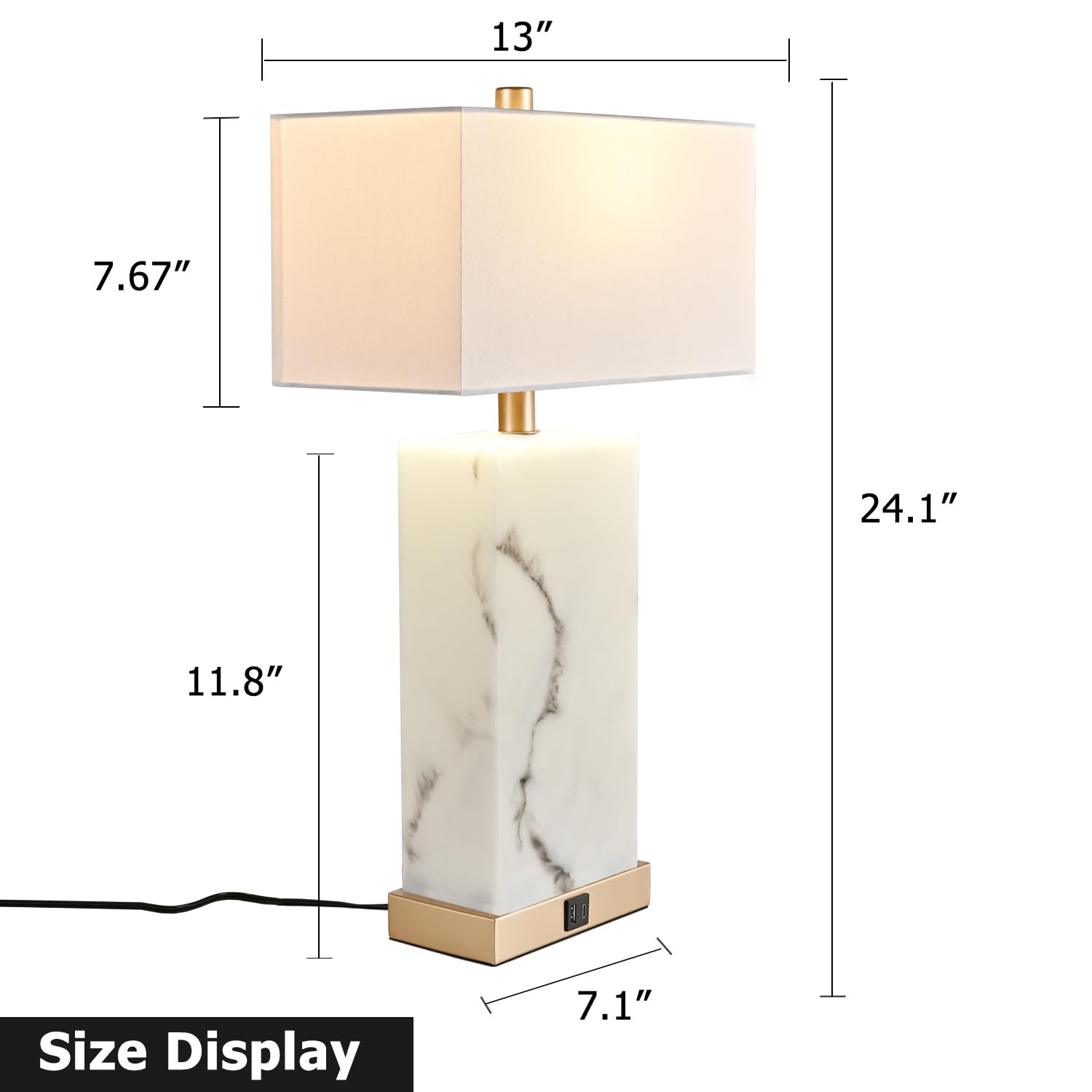 Momyofdy 24&quot; White Touch Control Table Lamp Set Of 2, Usb, 3-Way Dimmable, Gold