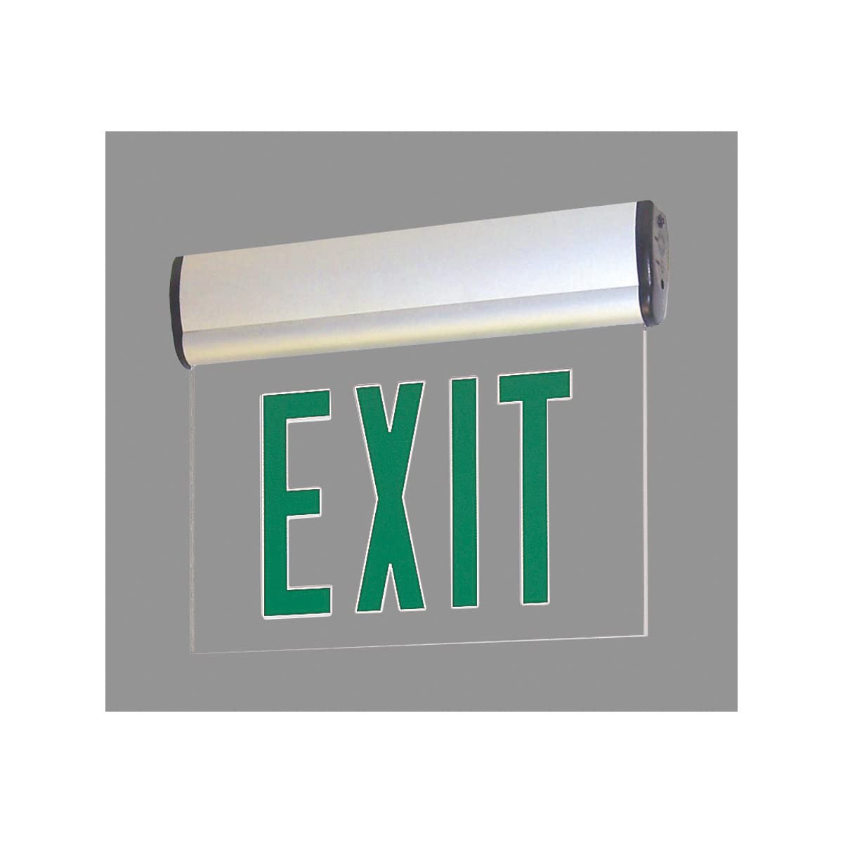 Nora Lighting NX-810-LEDG2MA Green LED Double Face Edge-Lit Exit, AC only, Mirror, Aluminum