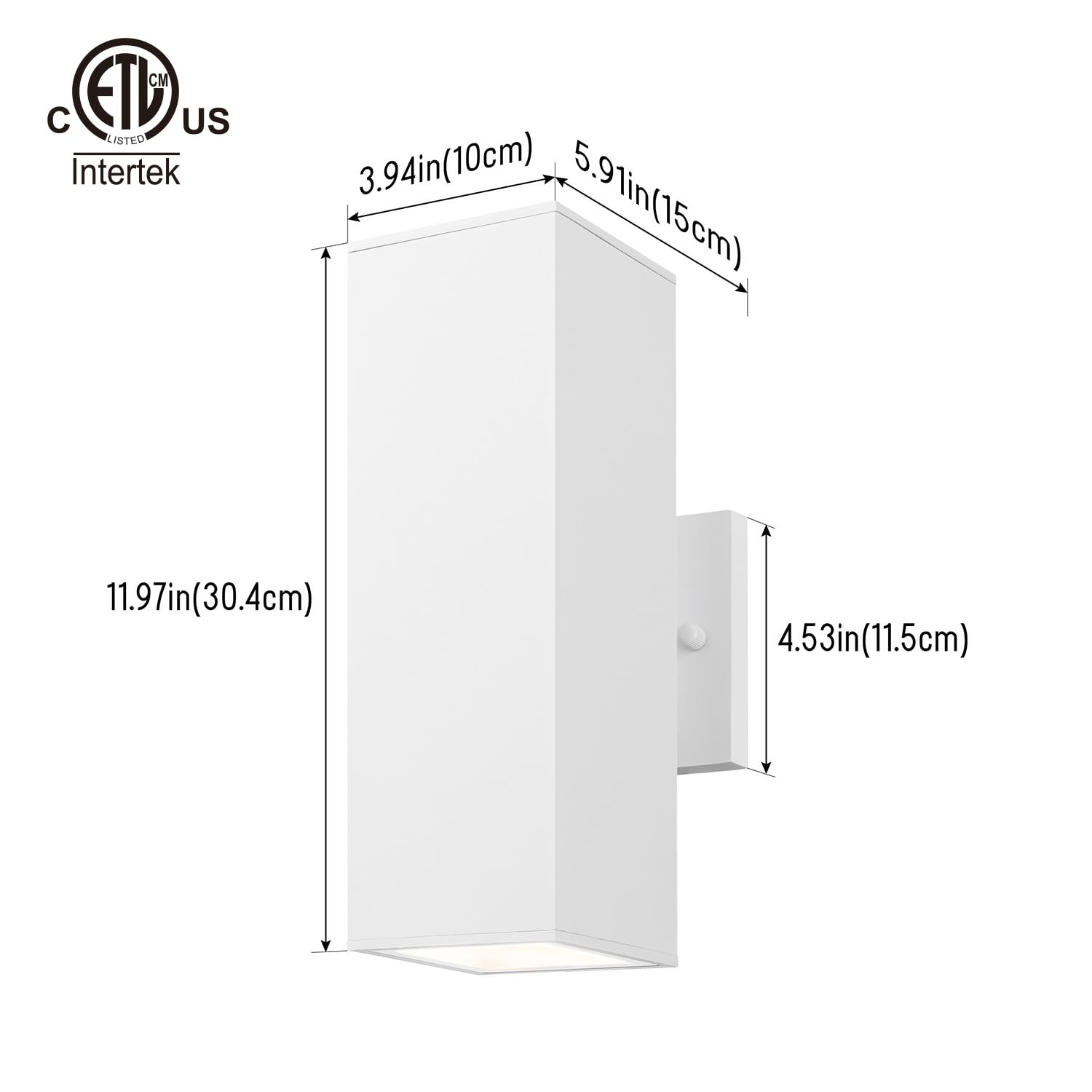 mirrea Outdoor Porch Light Wall Sconce, 2-Pack, Aluminum, 12-inch, Waterproof, Matte White, Model BH004