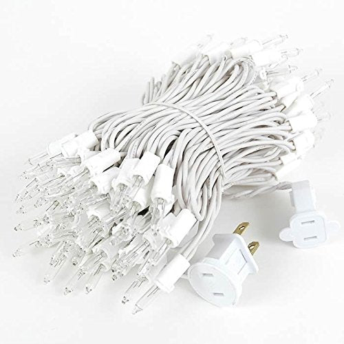 Dobar 100 Count White Christmas Tree Lights On White Wire - Indoor/Outdoor, Ul Listed, Static & Flashing