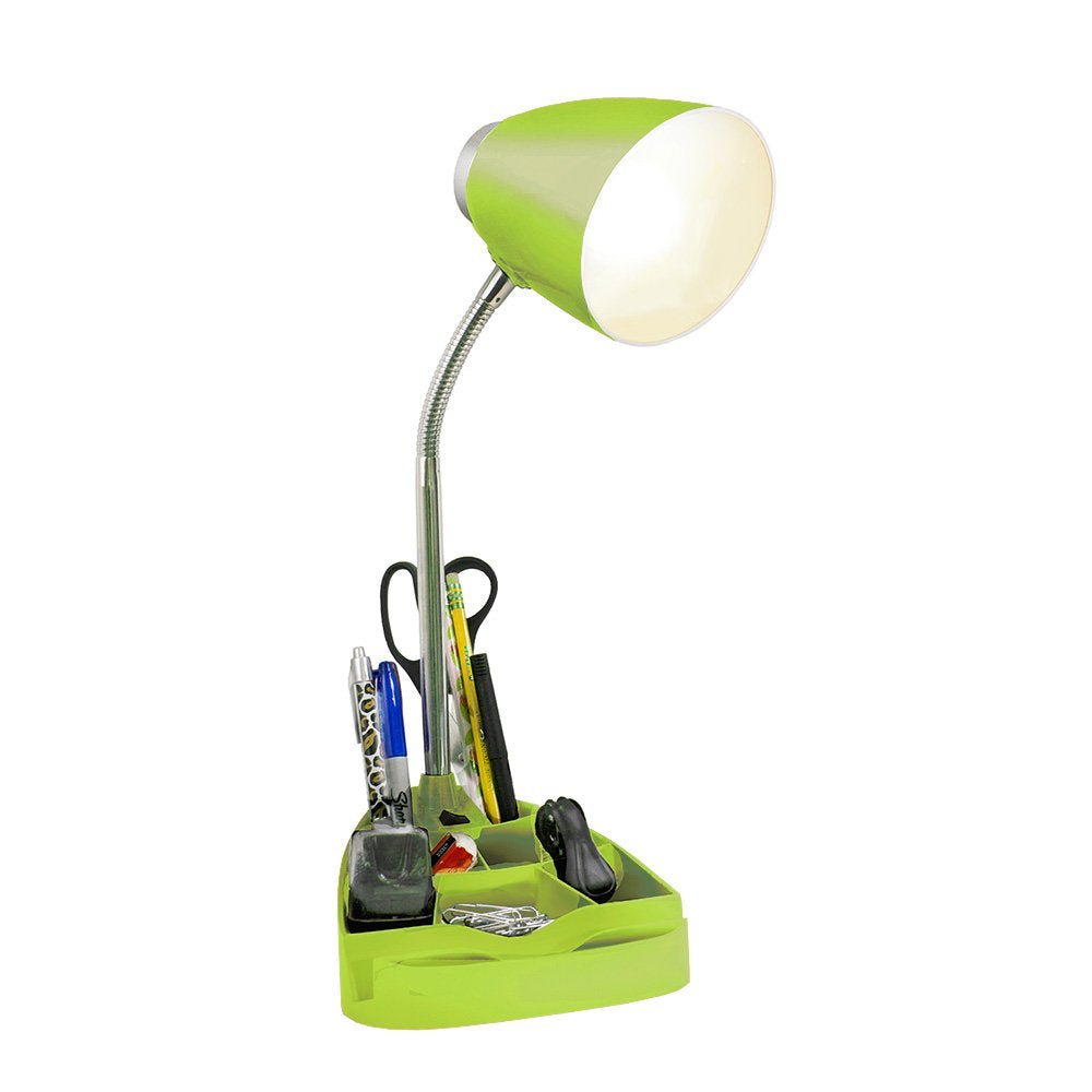 Simple Designs Gooseneck Organizer Lamp, Ipad/Book Holder, 6.5X6.5X18.5, Green, Model Ld1002-Grn, Abs Plastic