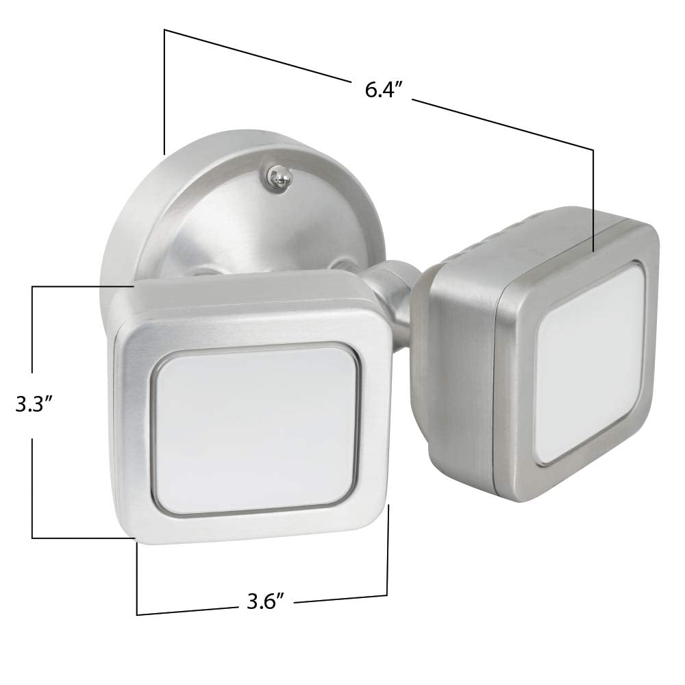 Feit Electric - 3000 Lumens Dusk To Dawn Mini Dual Flood Led Security Outdoor Light, 5000K Cct Daylight, Two Head Stainless Mini