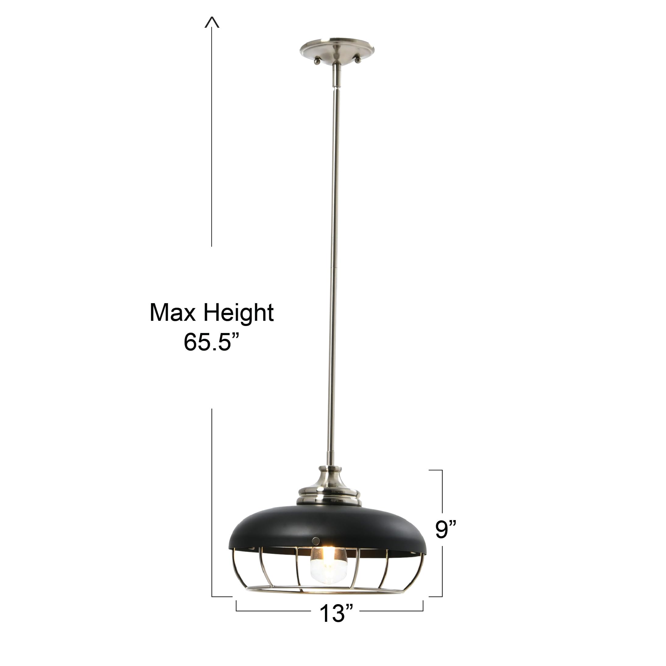 Robert Stevenson Lighting Presley - Caged Dome Metal Ceiling Light, Brushed Nickel And Matte Black