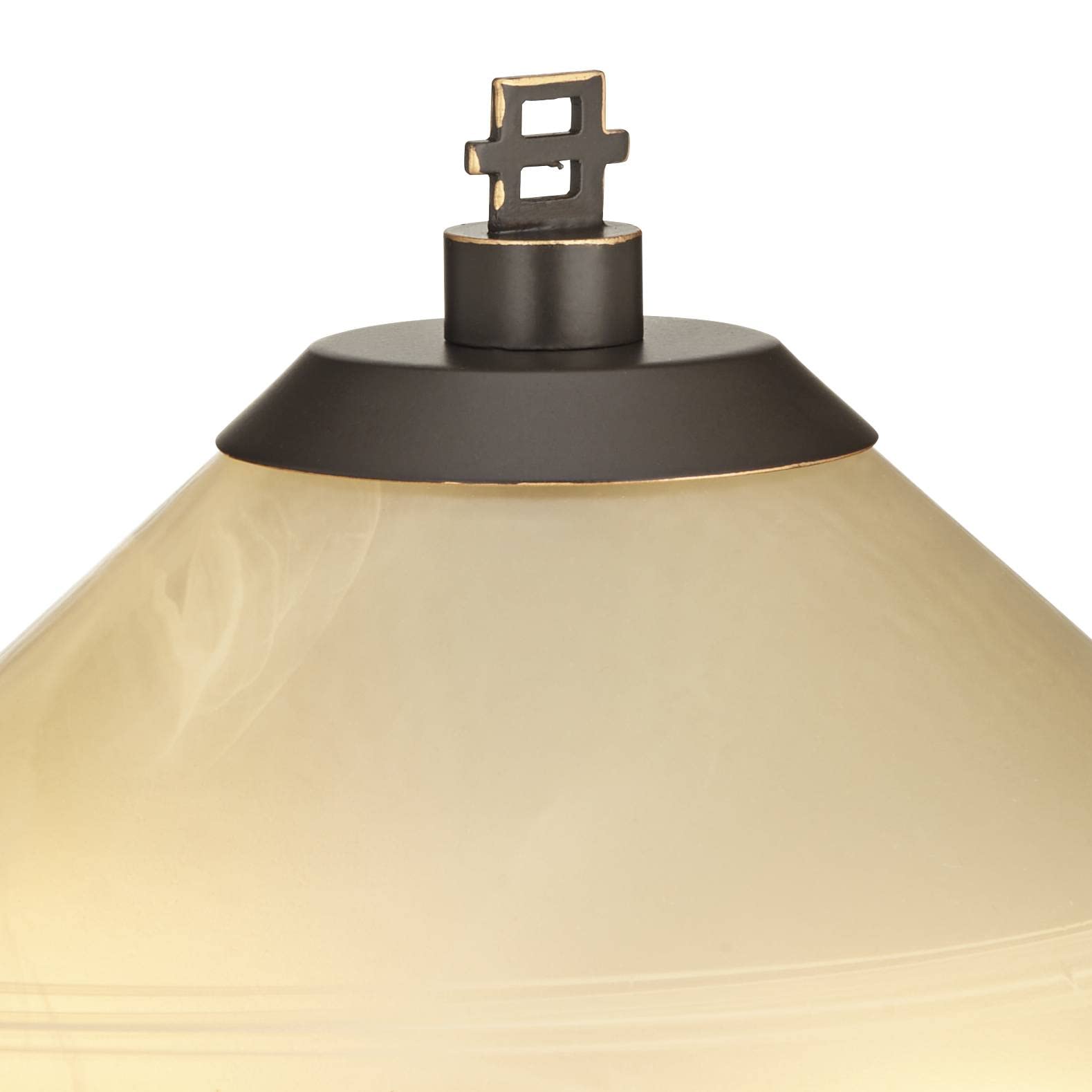Franklin Iron Works Accent Table Lamp, 23.5" High, Cone Alabaster Glass & Bronze Base, Model 49672, Rustic Decor for Living Room & Bedroom