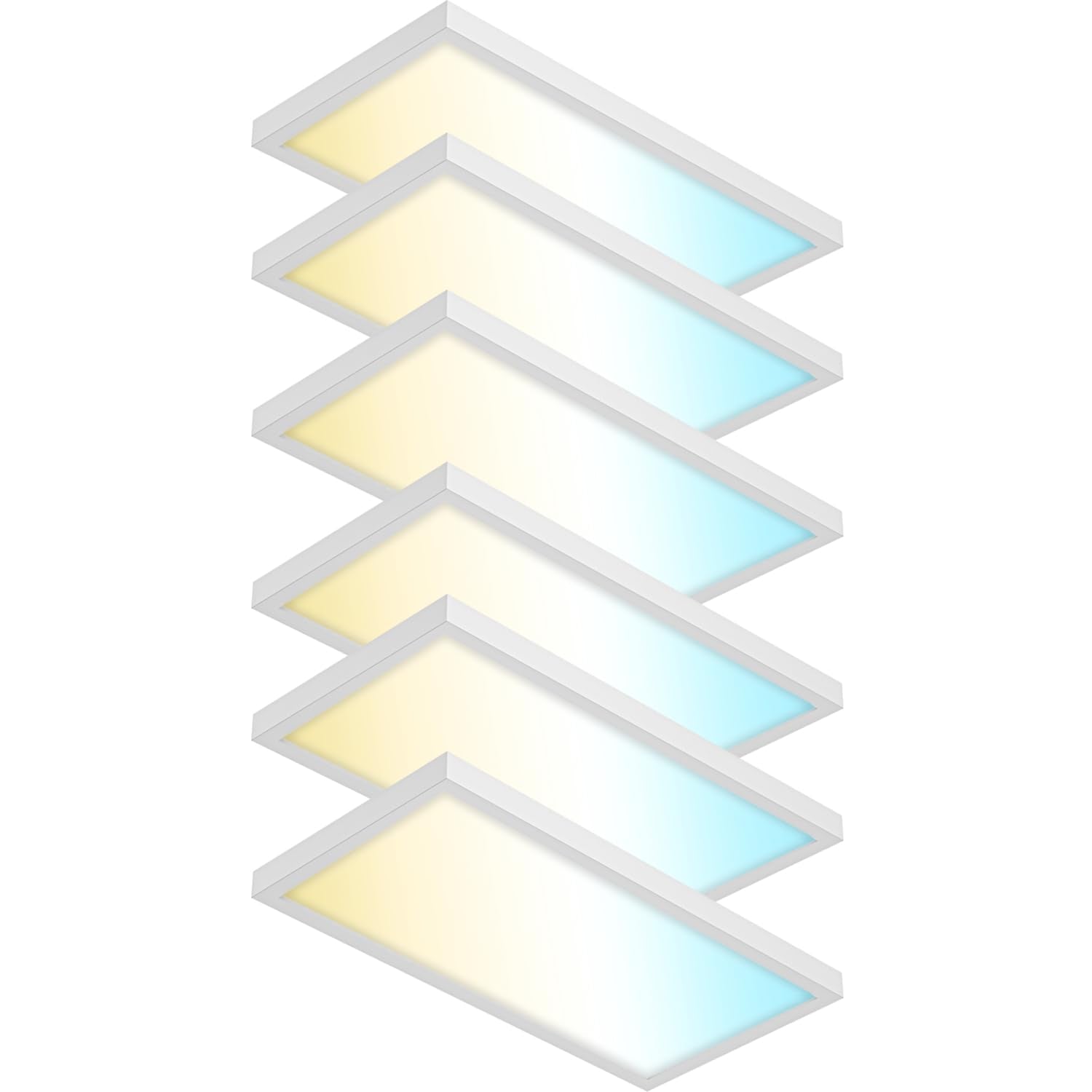 Sunco 6 Pack 1x2 LED Flat Panel Lights, Dual Selectable CCT 3500K/4000K/5000K & Selectable Wattage 16W/18W/20W, 2000 LM, Dimmabl