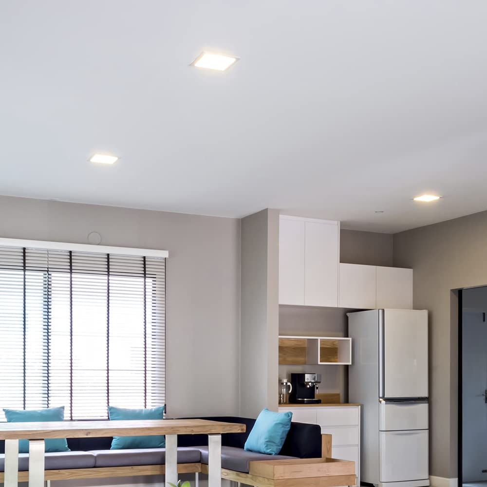 Maxxima 6 In. Slim Led Downlight - Canless Square 5 Cct Ultra-Thin Recessed, 1000 Lumens, Color Selectable 2700K-5000K (2700K/30