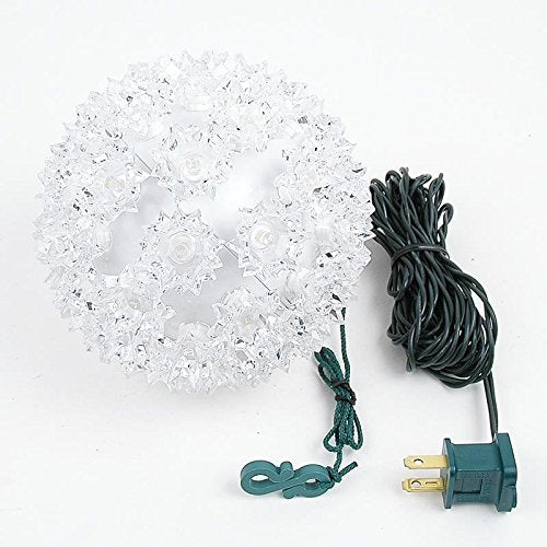Novelty Lights Outdoor 50 LED Light Sphere, 6in Diameter, 5mm Wide Angle, Pure White Hanging Decor