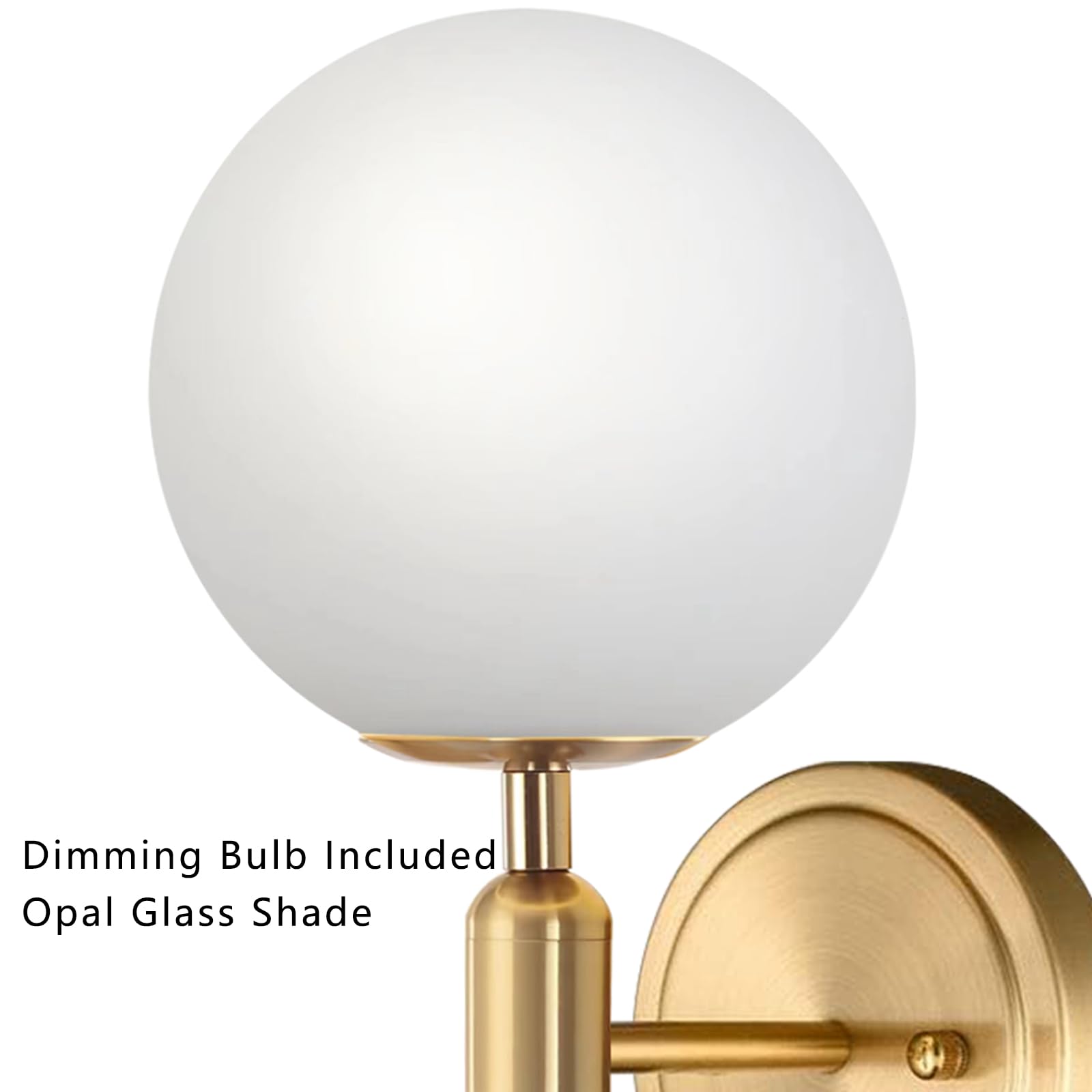Femusytt Dimmable Plug In Wall Sconces Set Of 2, Gold Plug In Wall Sconce With Glass Globe Mid Century Modern Corded Two Light Wall Lamp Decor For Bedroom Bedside Living Room(Bulb Included)