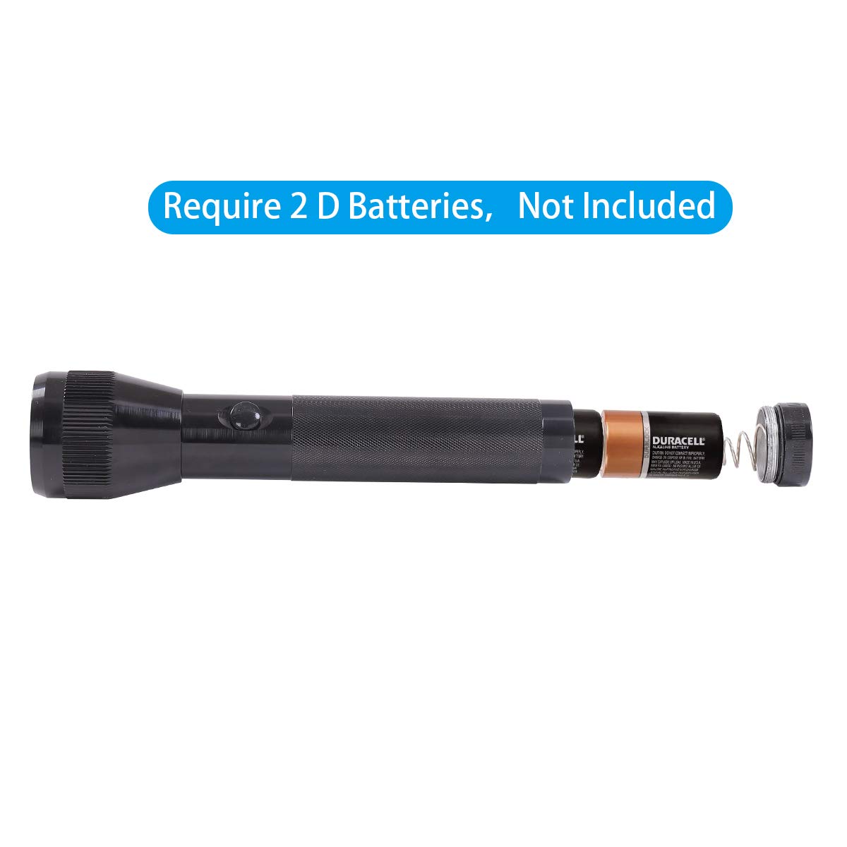 Kunhe Heavy Duty 2 D Cell Led Flashlight, High Lumens, Aluminum, Black - Emergency & Outdoor Use