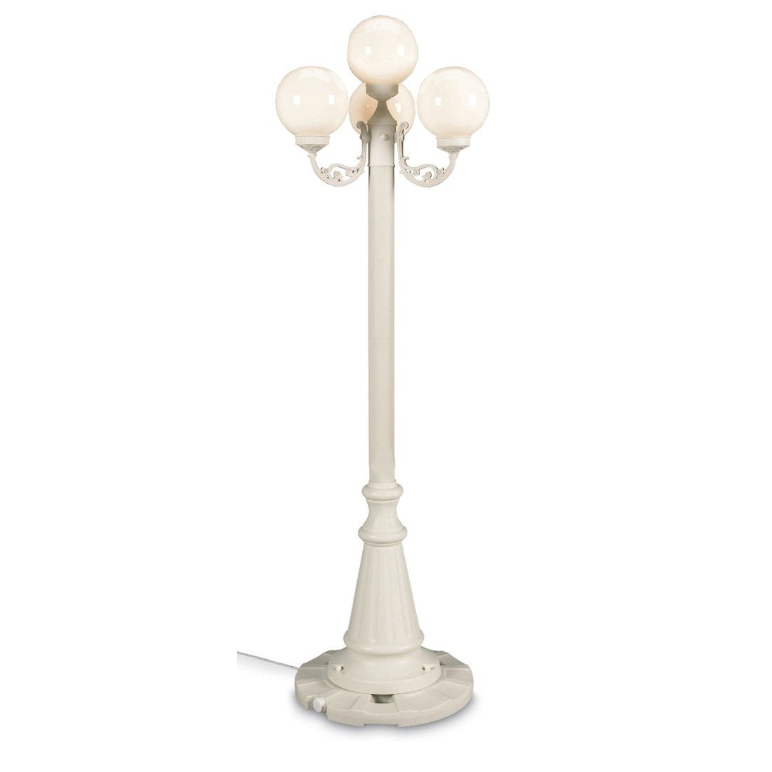 Patio Living Concepts Outdoor Lantern, 80in H, Four Globe, Weather Resistant, Aluminum, White, Model 00371-PLC