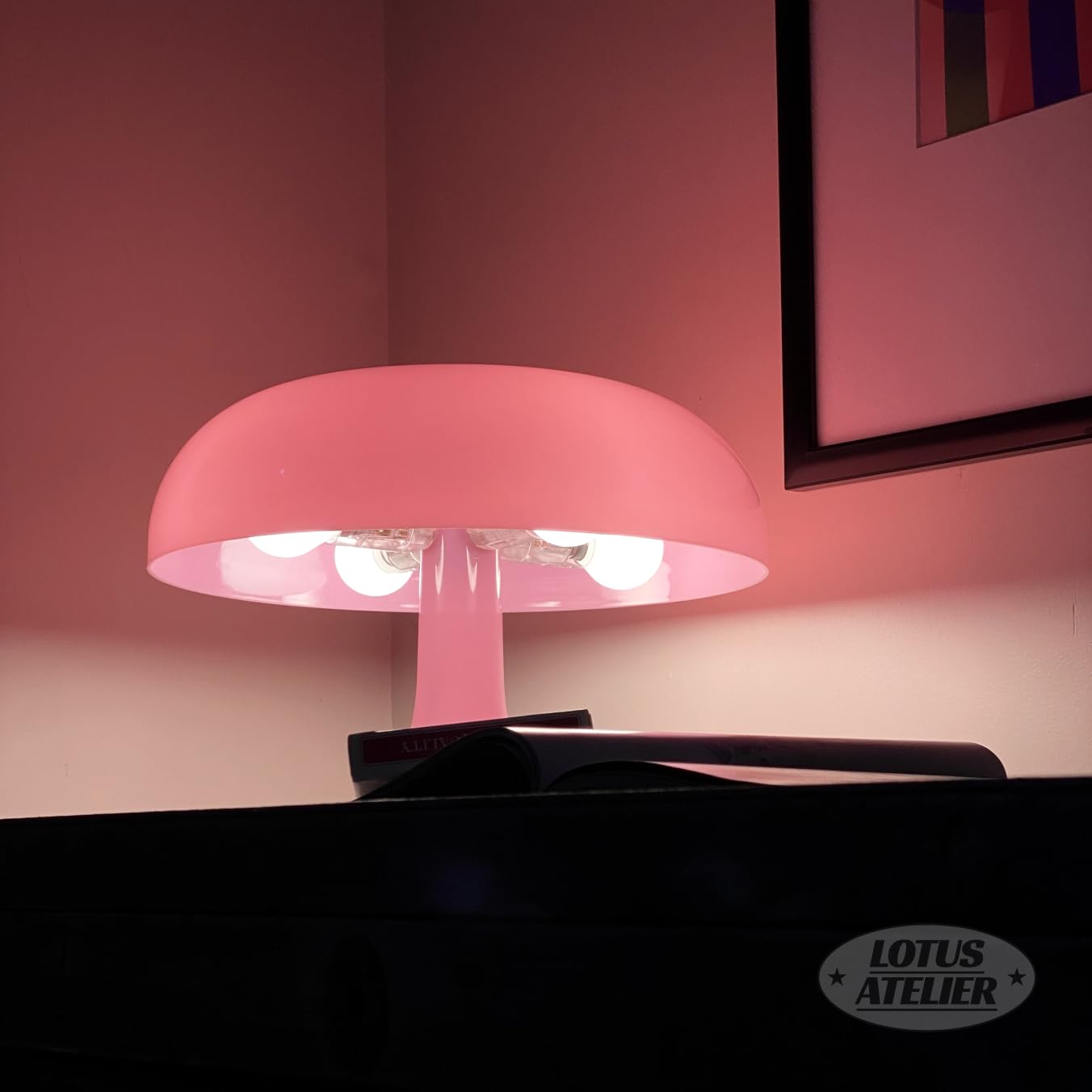 Lotus Atelier Pink Mushroom Lamp, Modern Retro Design, Plastic Material, Model 1, Perfect for Girls Bedroom Decor