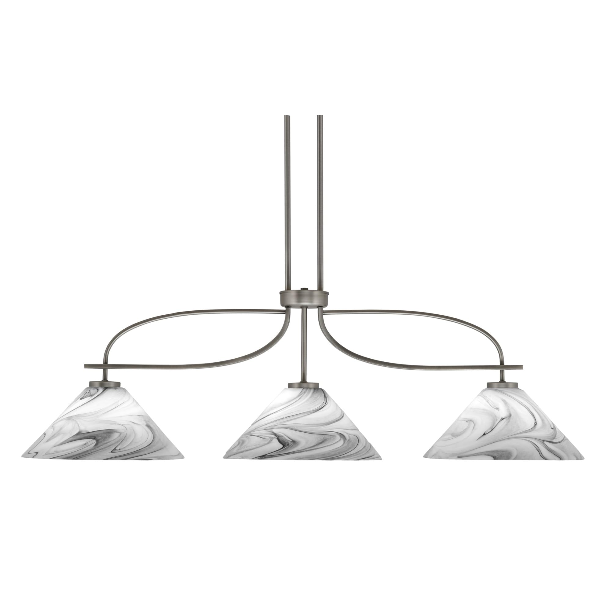 Cavella 3 Light Island Light in Graphite Finish with 12&quot; Onyx Swirl Glass