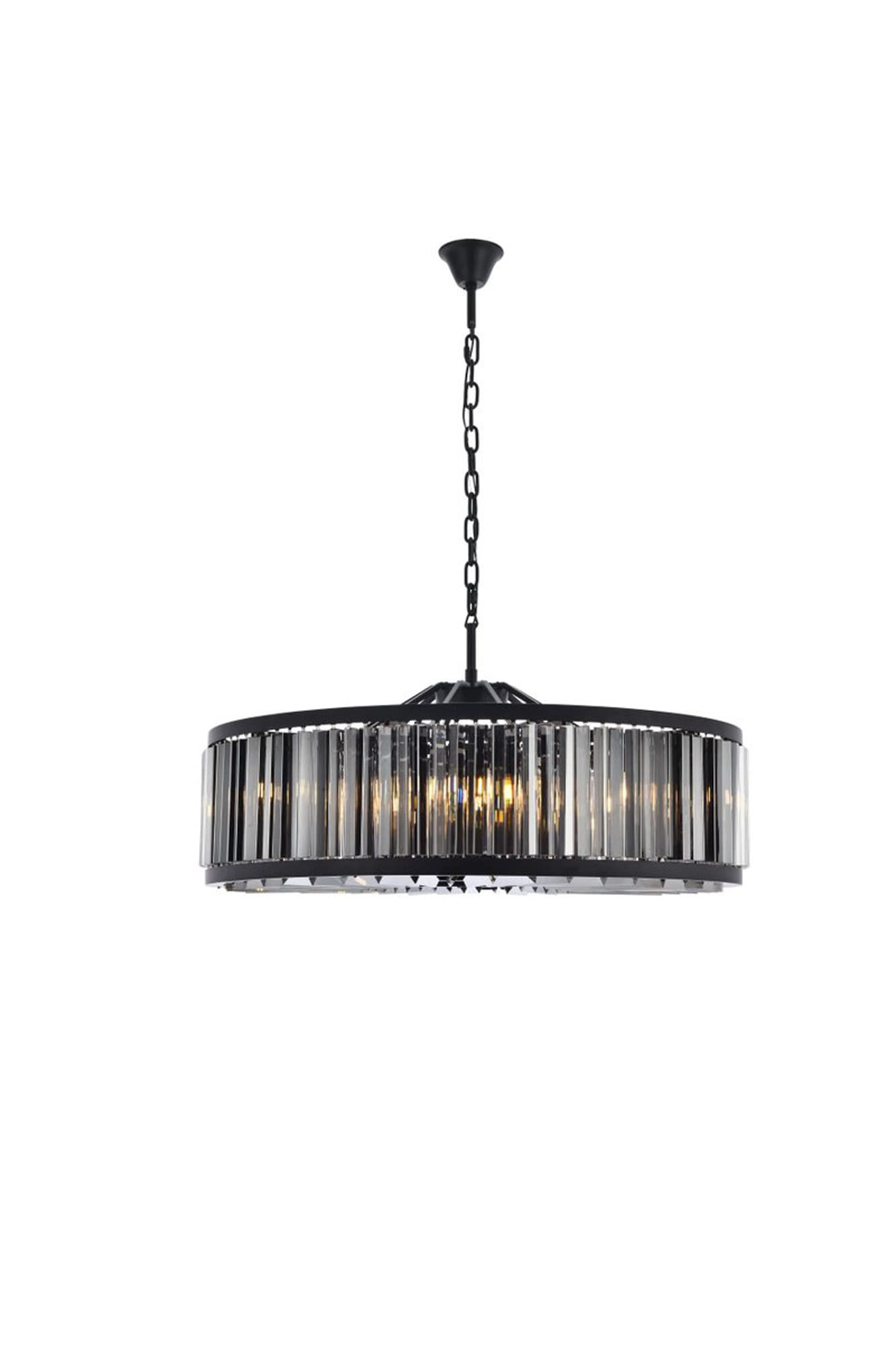 Elegant Lighting Chelsea Collection 1203G43MB-SS/RC 10-Light Pendant Lamp with Royal Cut Silver Shade Crystals, Mocha Brown Finish