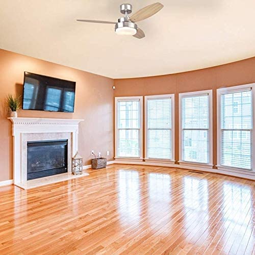 Ciata Bedroom Ceiling Fan With Light, 42 Inch Alloy Indoor Ceiling Fan In Brushed Nickel Finish With Led Light Fixture In Opal Frosted Glass – 2 Pack