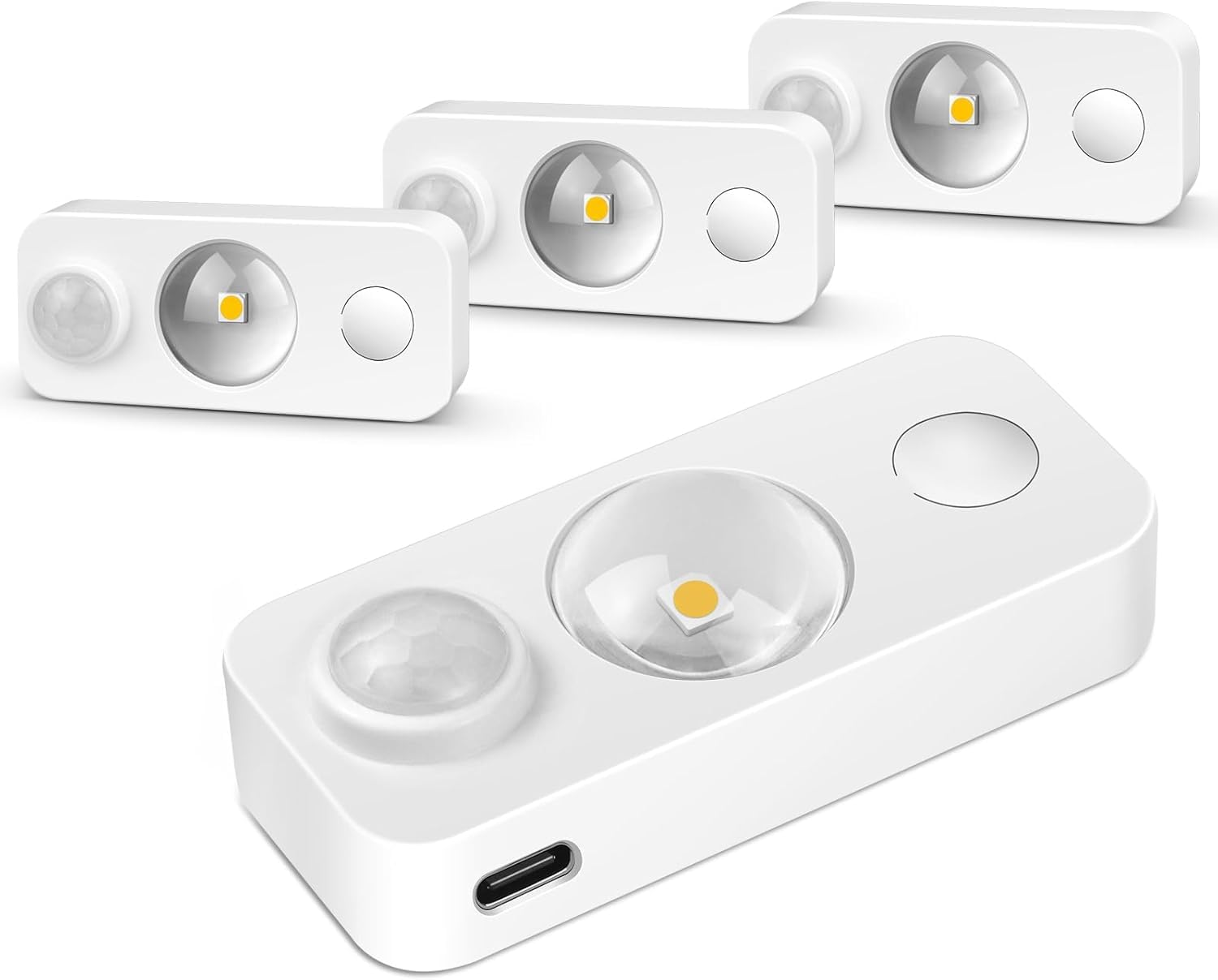 Ledlampsworld Led Motion Sensor Puck Lights  Rechargeable Under Cabinet Lighting Wireless Daylight White  Dimmable Night Light  Under Counter Lights For Kitchen  Display Shelf  Closets (4 Pack)