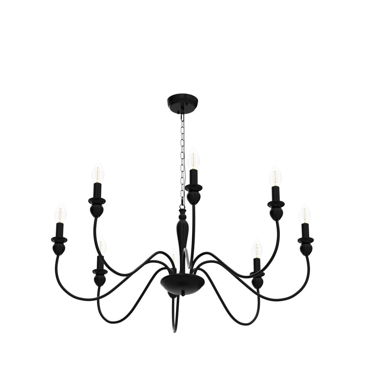 Lasenchoo 8-Light Black Farmhouse Chandelier, Industrial Candle Fixture For Dining Room & Kitchen