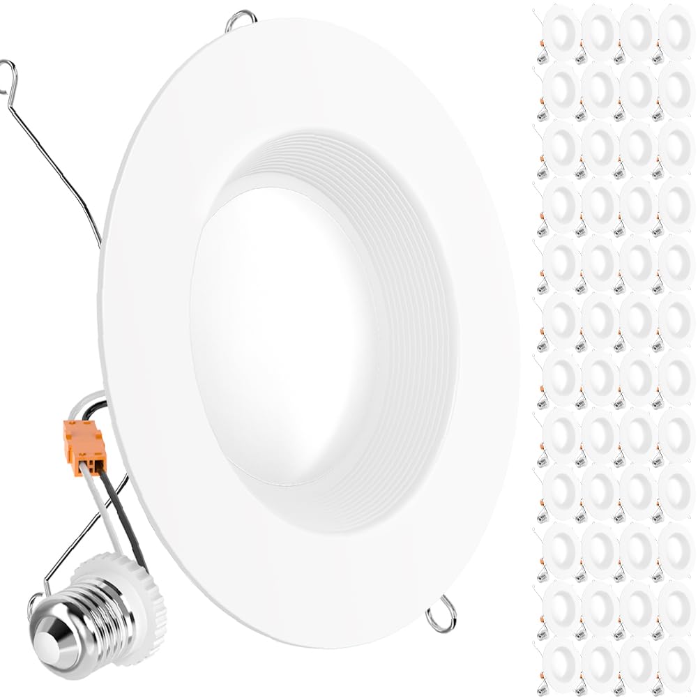 Sunco 48 Pack 6 Inch LED Recessed Light, Retrofit Downlight Can Lights for Ceiling, Baffle Trim, 1050 LM, 13W (75W Equivalent), 
