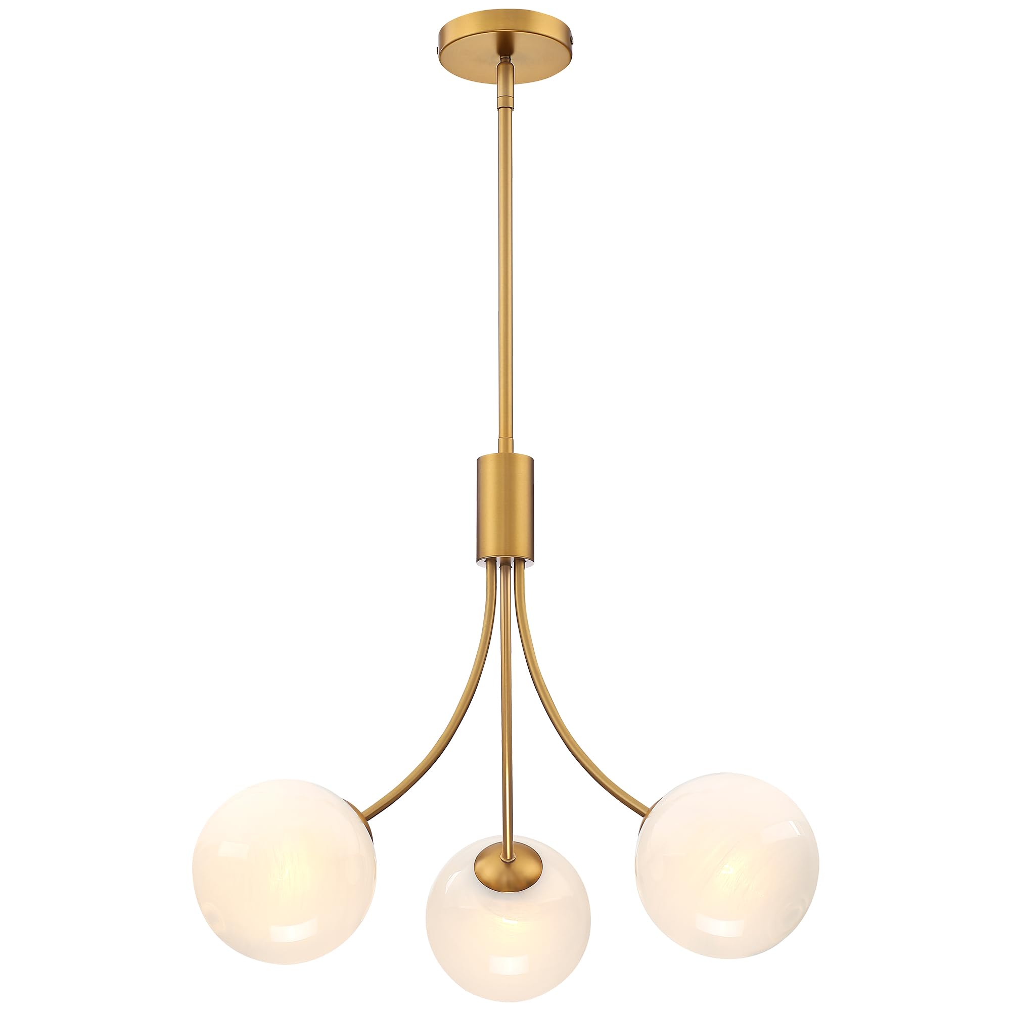 Triacas Bubble Chandelier, Modern Glass Gold Sputnik Chandelier 3-Light Ceiling Light Fixture Shades Stylish Bright Lighting for