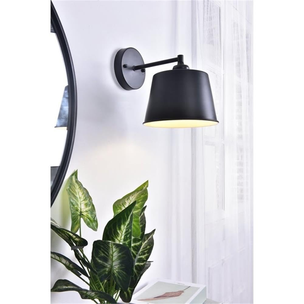 Living District NOTA 1-Light Mid-Century Metal Wall Sconce in Black