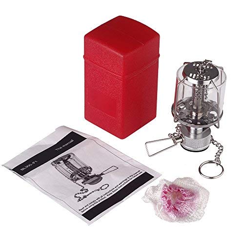 Docooler Mini Portable Camping Lantern - Silver Ceramic Gas Light, Model MOH10911-G-HSF, Ideal for Hiking and Outdoor Use