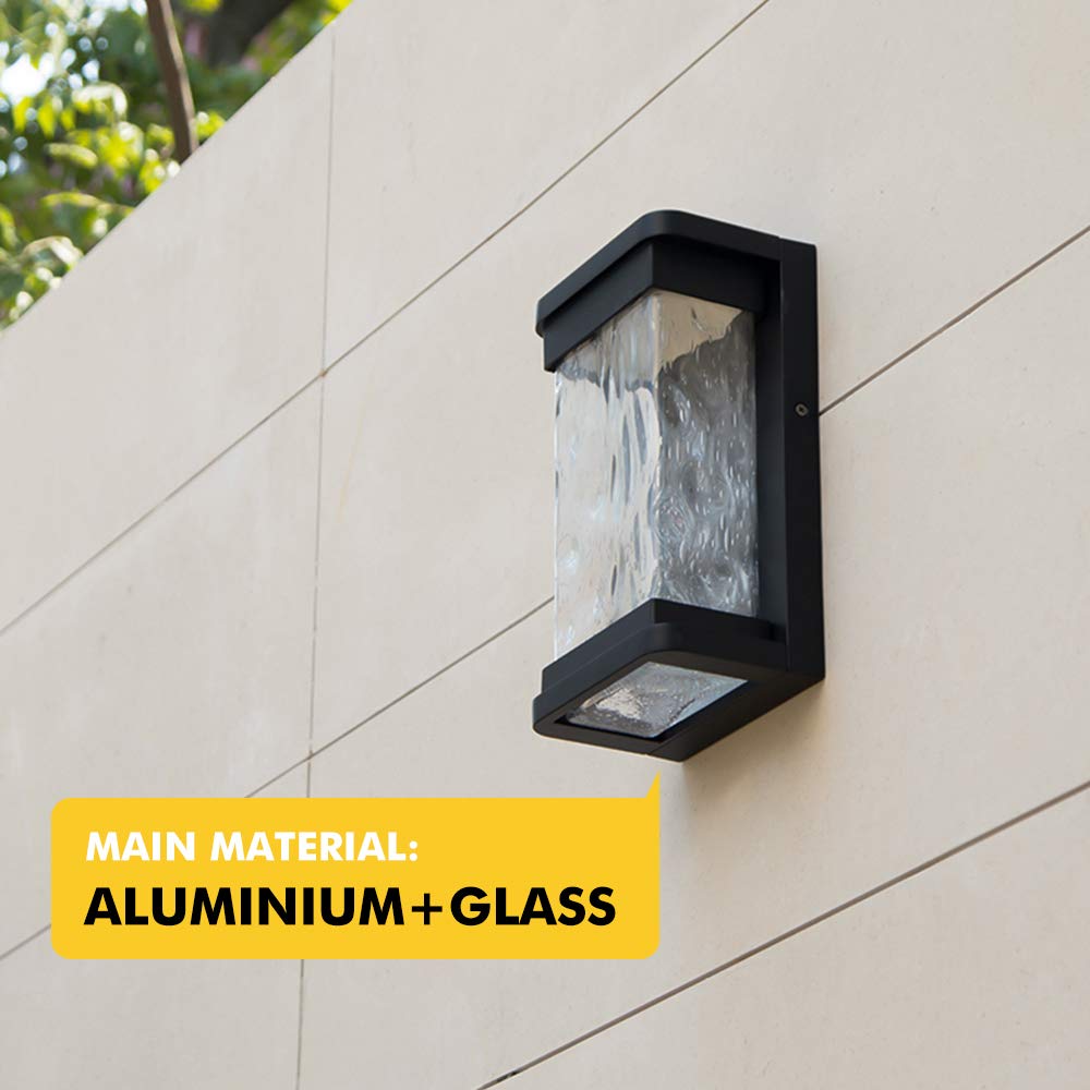 Lutec Starry Modern Led Wall Light, 795 Lumen, 3000K, Black, Rectangular, Indoor/Outdoor Sconce, Model 5185701012