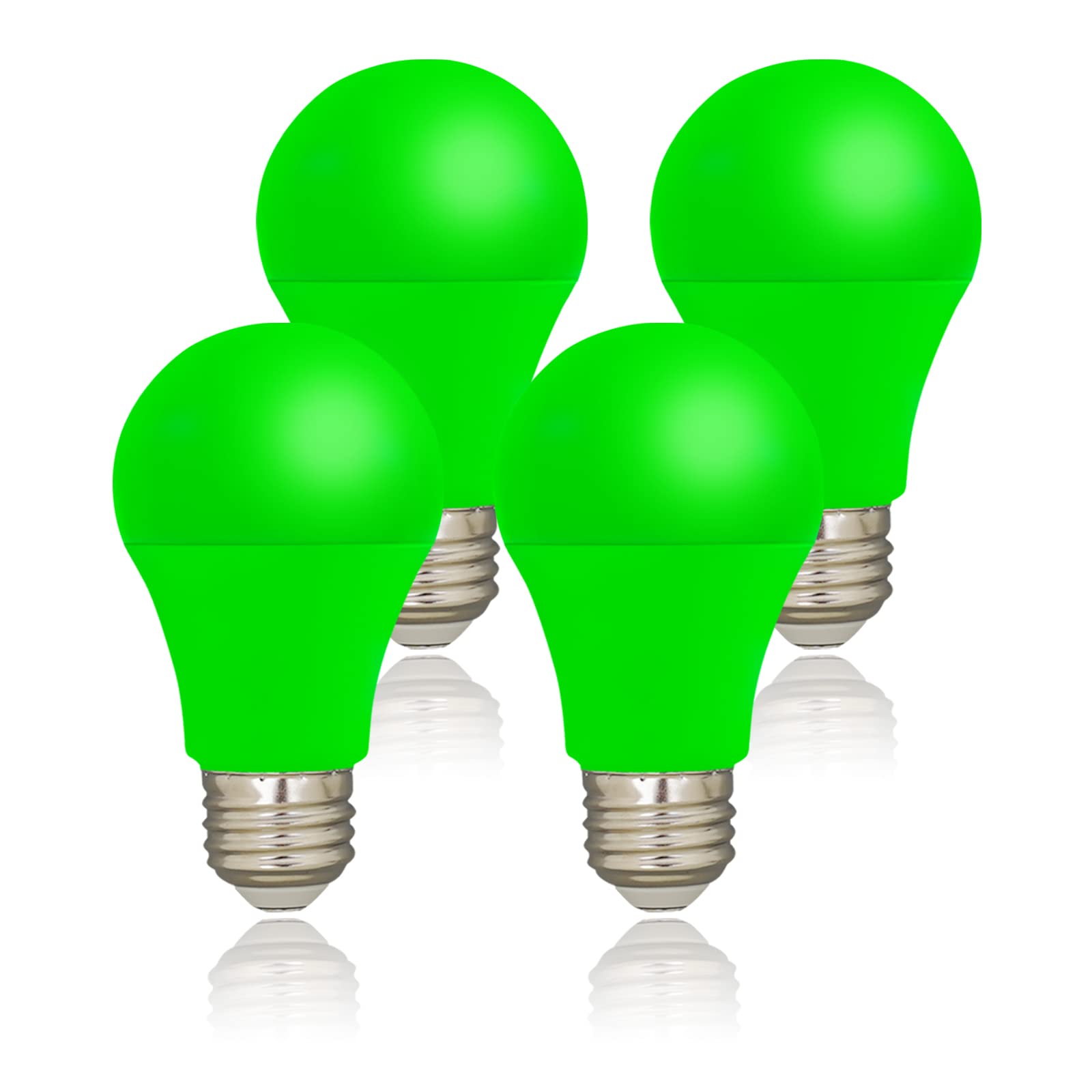 U4GLORY LED Green Color Light Bulb - 9W(60W Equivalent) Green Color Bulbs, A19 Green LED Bulbs with E26 Base Perfect for Porch, Christmas, Indoor, Outdoor, Party Decoration, Home Lighting, 4 Pack