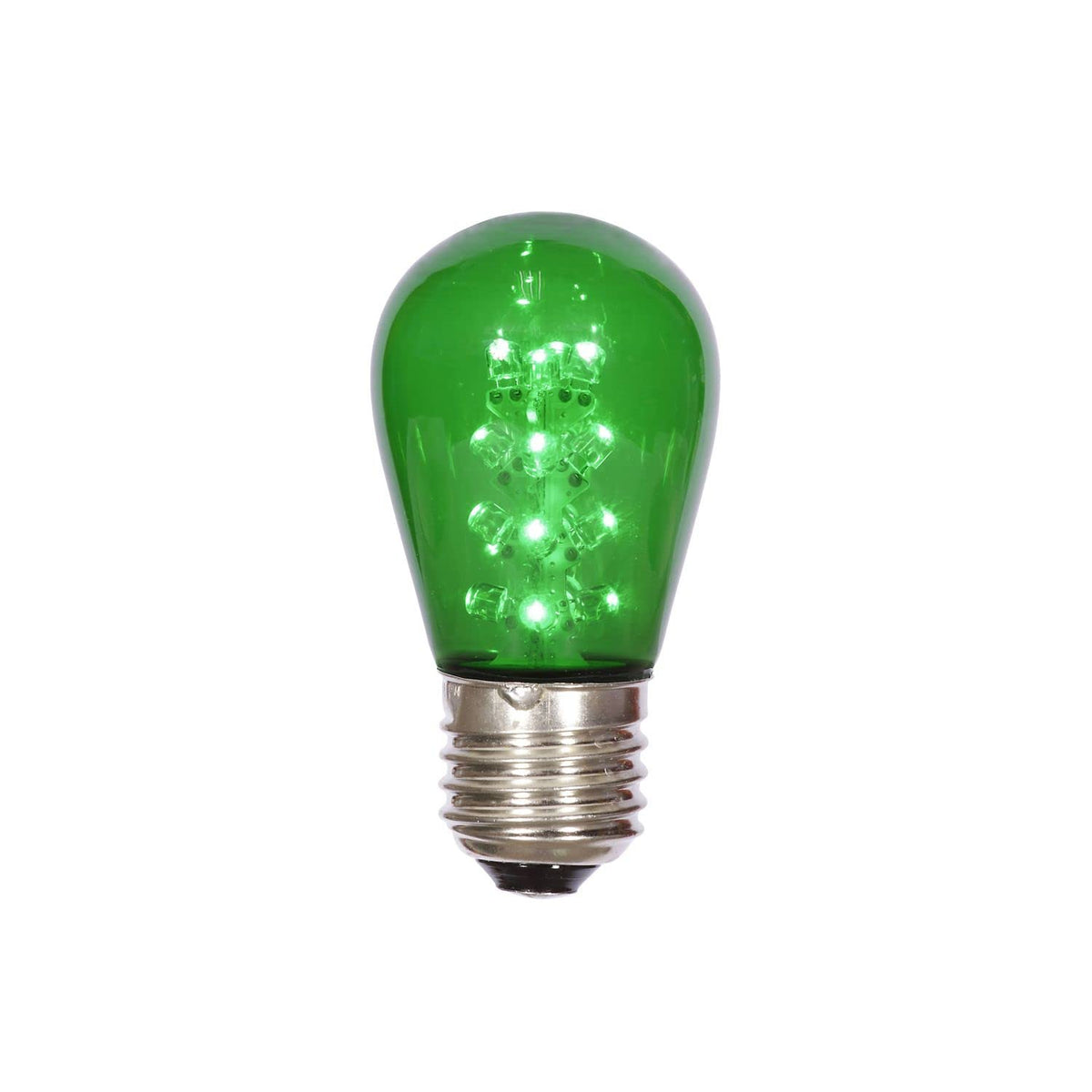 Vickerman 687314-1 watt 130 volt S14 Medium Screw Green Transparent LED (5 pack) Christmas Light Bulbs (X14ST14-5)