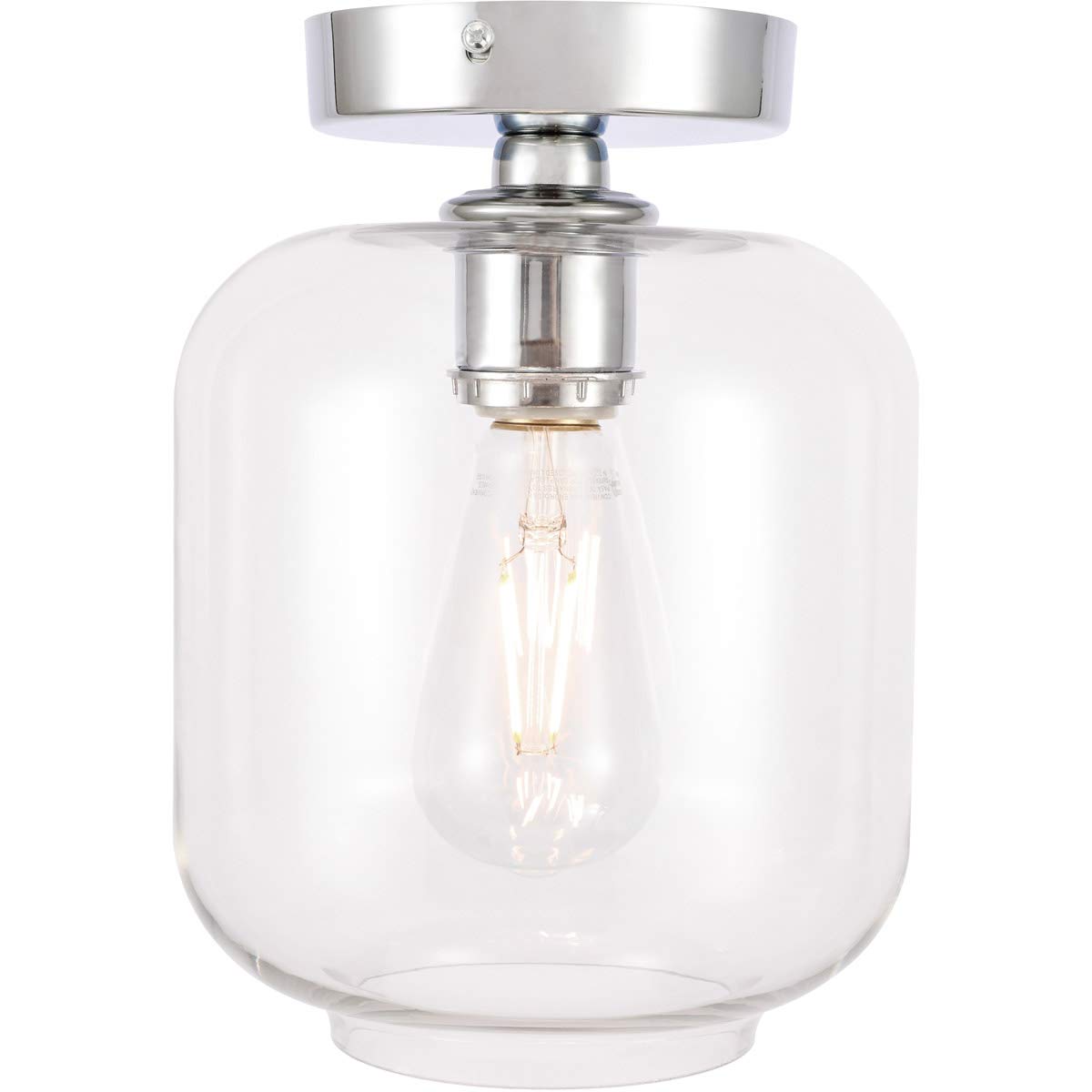 Living District Flush Mount Light, Chrome and Clear Glass, 7.3inL x 7.3inW x 10inH, Model LD2270C