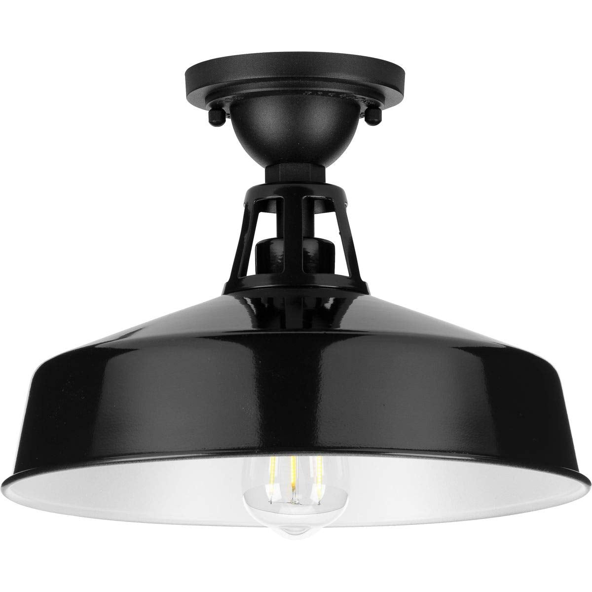 Progress Lighting Cedar Springs 1-Light Outdoor Semi-Flush Mount Light, Black, Aluminum, 9.50x13.25x13.25, Model P550070-031