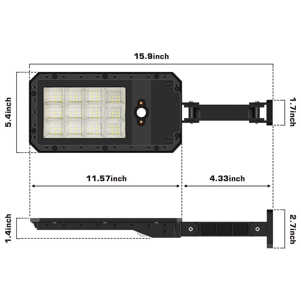 Arily 144 Led Solar Street Light With Remote Control - Outdoor Lights For Garden, Yard, Parking Lot