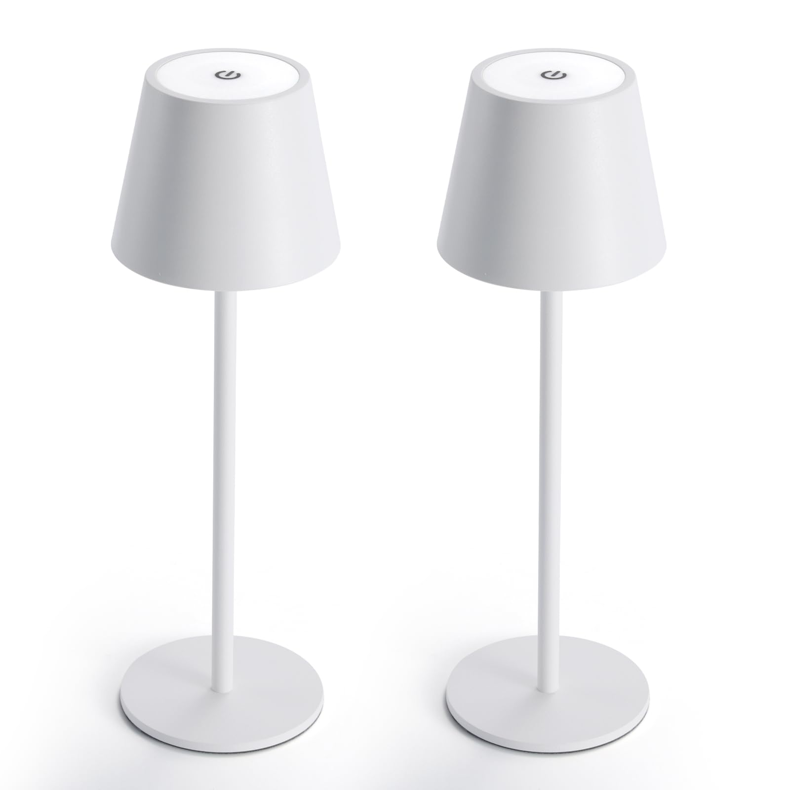 Maksone 2 Pack Led Cordless Table Lamp  6600Mwh Rechargeable Battery Desk Lamp  3000K Stepless Dimming Night Light  Ip54 Waterproof Metal Outdoor Portable Lamp For Camping  Restaurant (White)