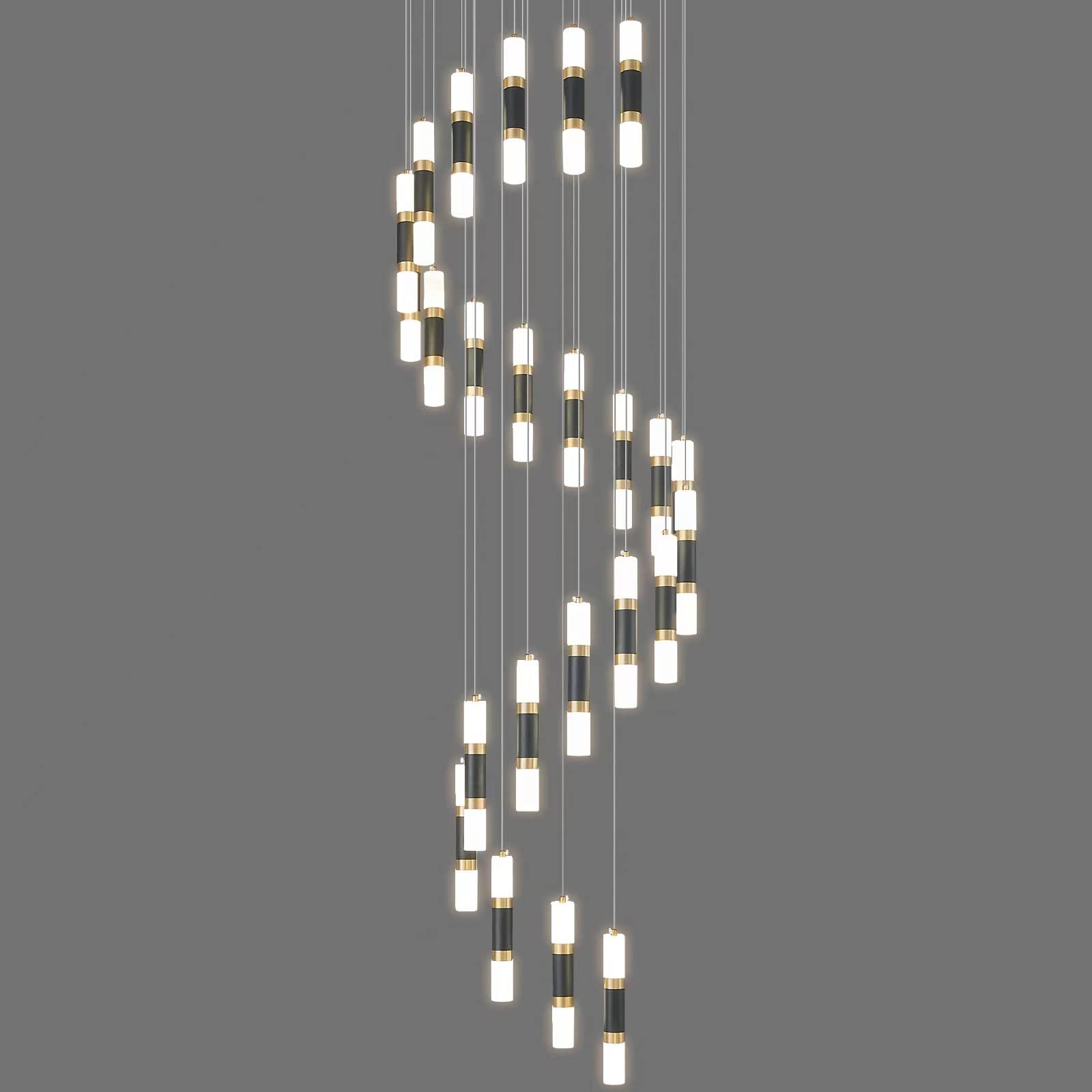 LIANGMH 24-Light Modern Chandeliers for Entryway Ceiling Large Chandelier Dimmable LED 144W Staircase Chandelier Lobby Living Ro