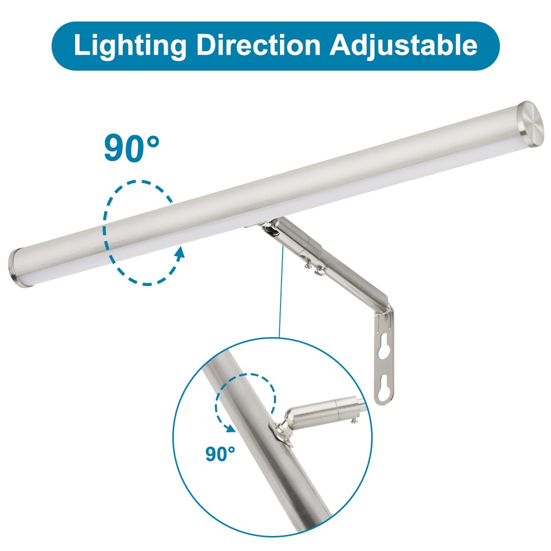 Xbuyee LED Picture Light, 14" Adjustable Art Light, Brushed Nickel Finish, CRI90+, 3000K Warm White, ETL Listed, Model LED-PLFP