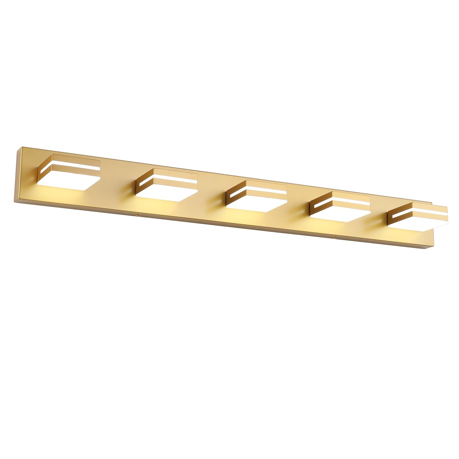 Sinerise Led Modern Bathroom Vanity Light Fixtures (5-Light, 40-Inch, Dimmable), Matte Gold Modern Acrylic Bathroom Wall Lightin