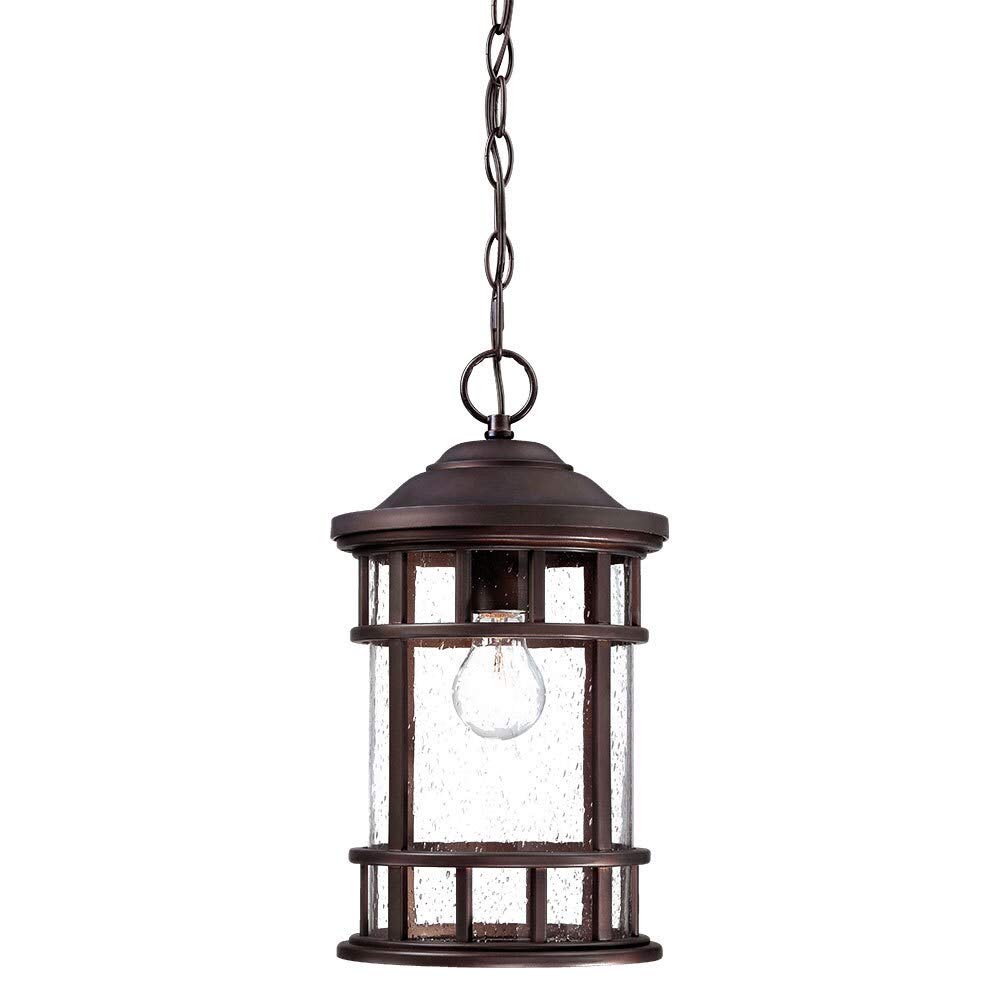 Acclaim 1-Light Outdoor Hanging Lantern, Architectural Bronze, 8.75 x 15.25 in, Glass