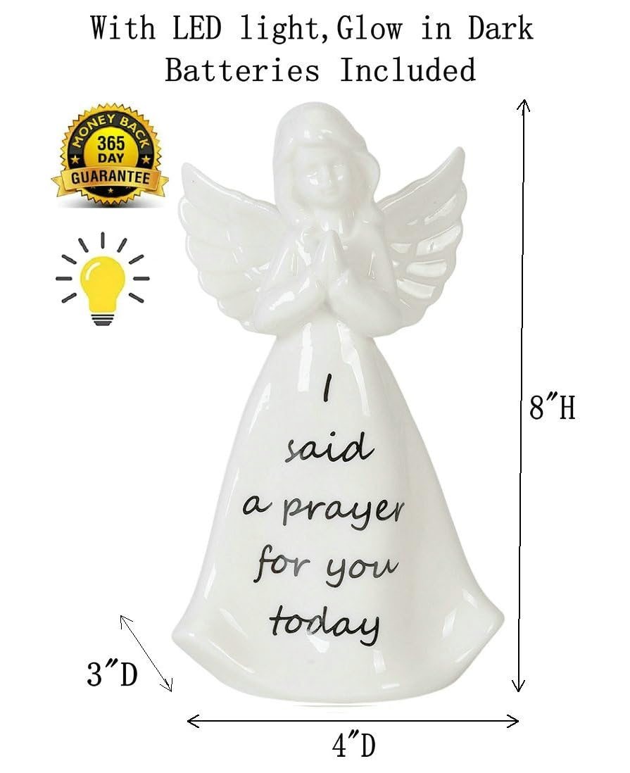 Adavas.Y&G Ceramic Angel Night Light A Prayer Angel Figurine With Led Light Best Gift For Your Loved Ones (Prayer)