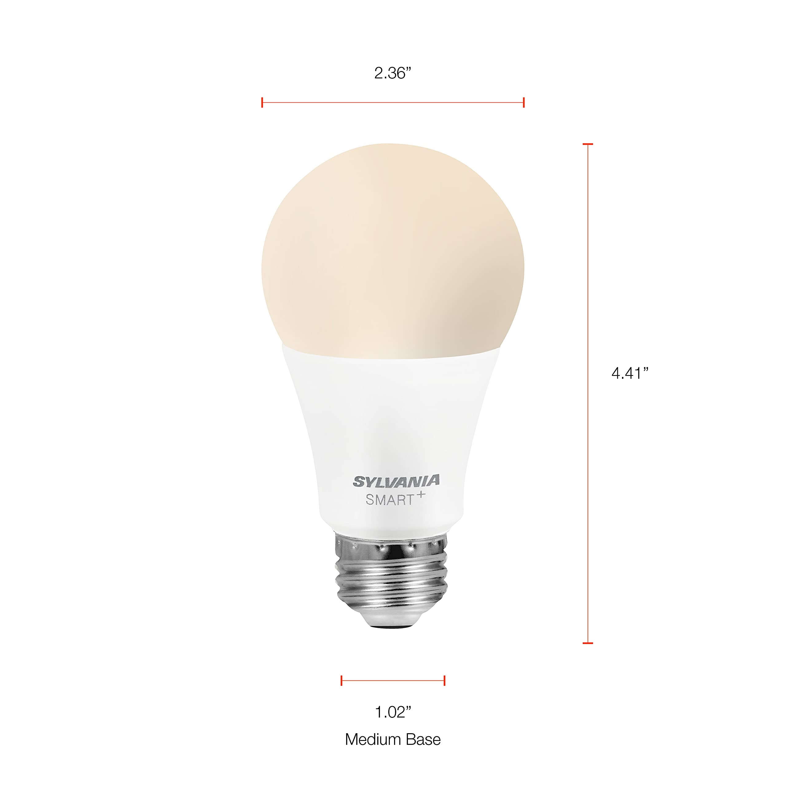 Sylvania Bluetooth Mesh Led Smart Light Bulb, One Touch Set Up, A19 60W Equivalent, E26, Soft White, Works With Alexa Only - 2 P