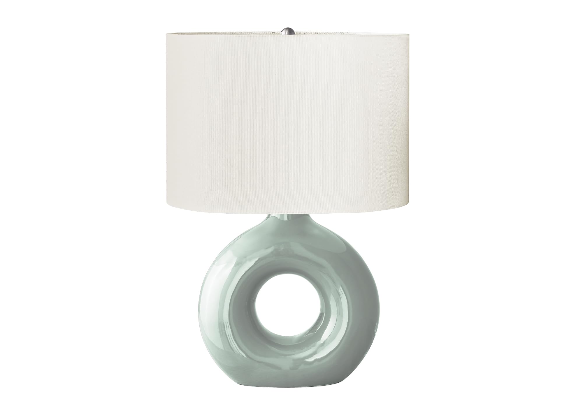 Monarch Specialties Table Lamp I 9671, 24in H, Green Ceramic, Ivory Shade, Contemporary Design