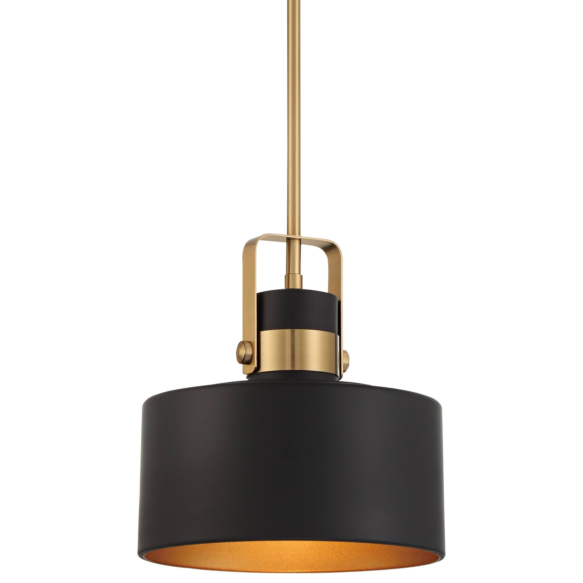 Possini Euro Design Courtney Soft Gold Mini Pendant Lighting 10&quot; Wide Modern Matte Black Outer Gold Inner Drum Shade Fixture For Dining Room Home Foyer Kitchen Entryway Bedroom Living High Ceilings