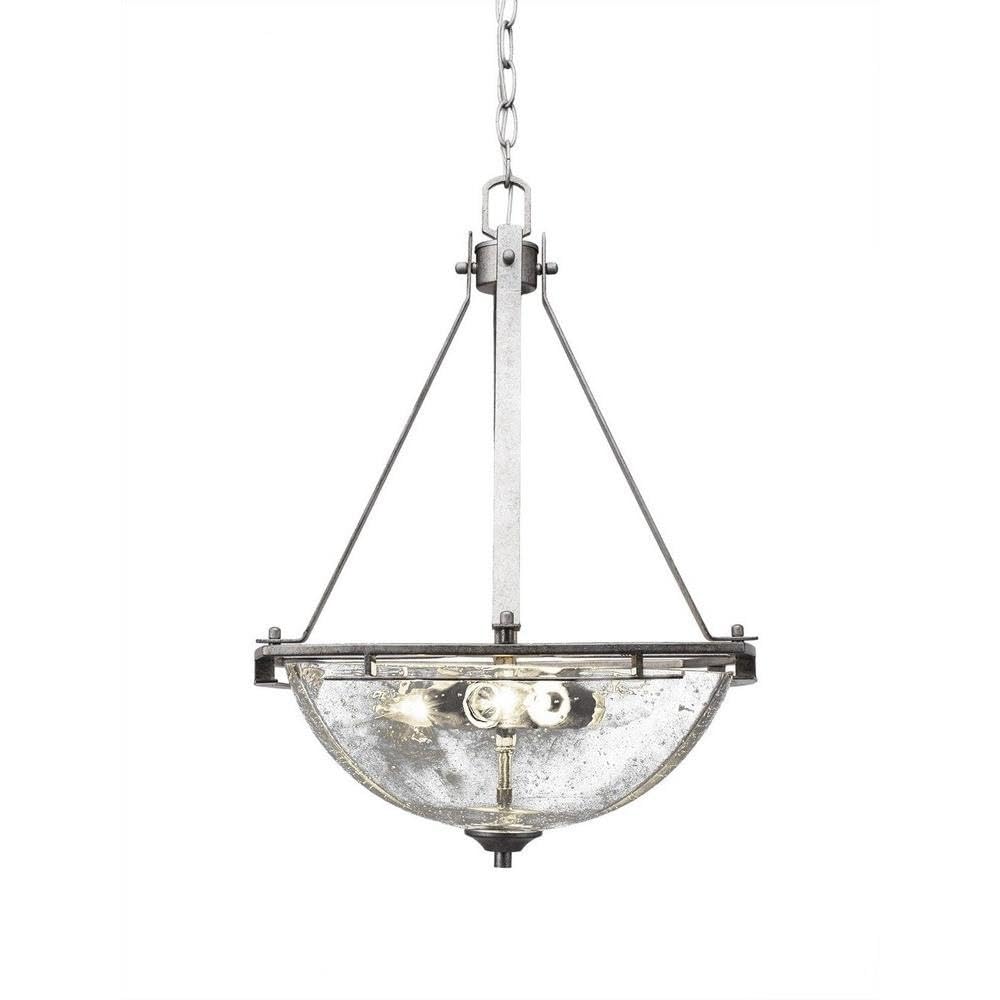Toltec Lighting 322-As-464 Uptowne 3 Light Pendant, 3 Bulbs, 13.5&quot; Bubble Glass