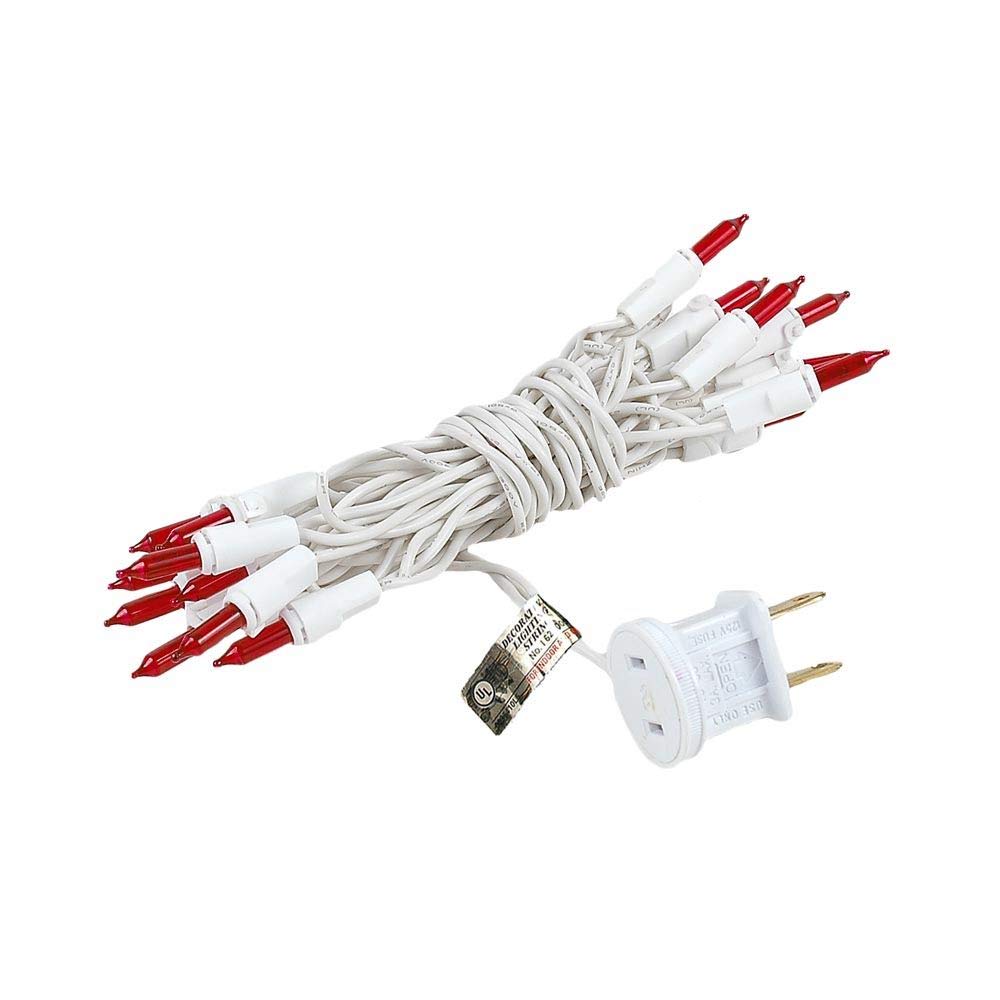 Novelty Lights 20 Bulb Red Mini Light String, 8.5 Feet, Incandescent Fairy Lights on White Wire, 4in Bulb Spacing, Model 689466493054