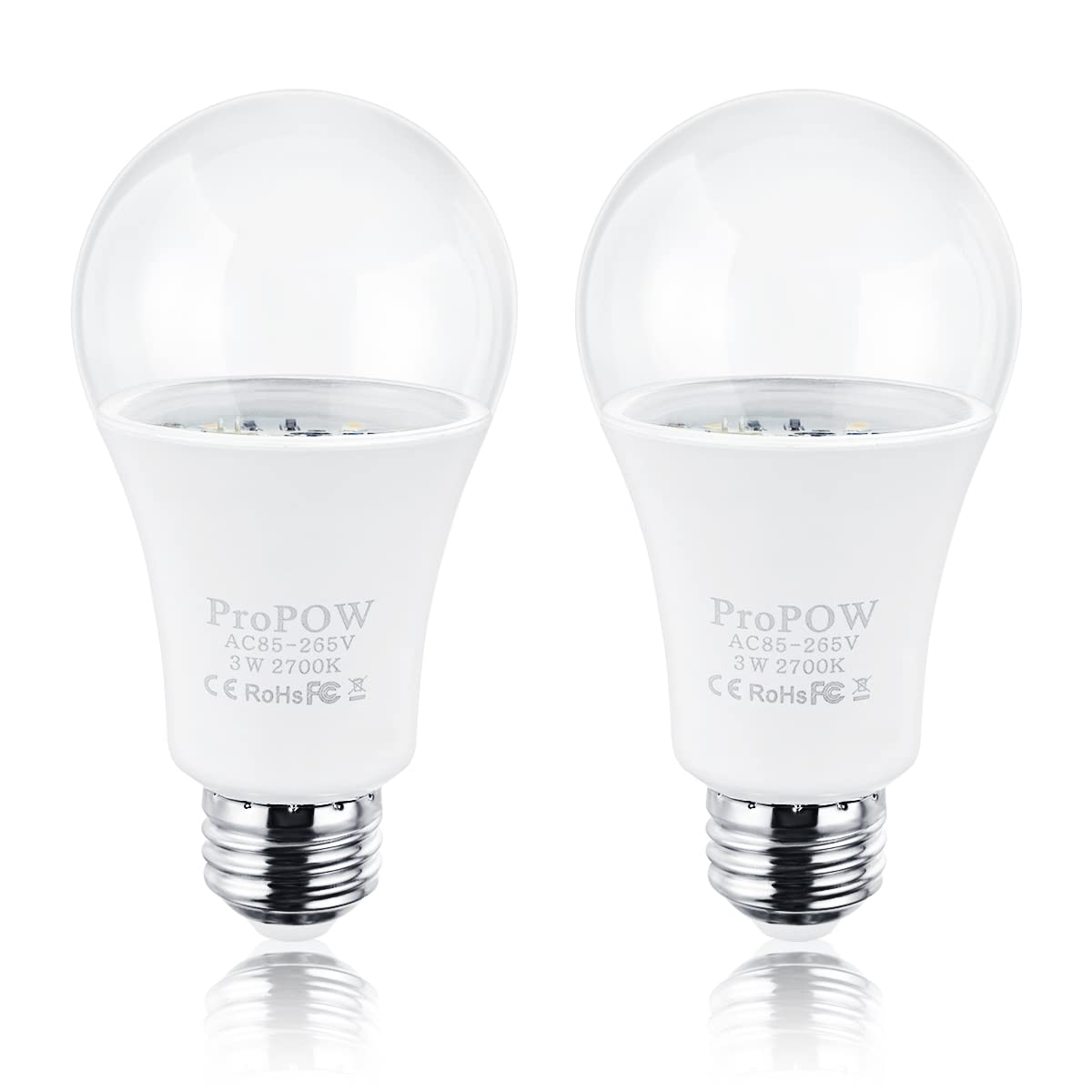 Propow 25 Watt Dusk To Dawn Light Bulbs, A19 3W Clear Cover E26 Led Bulbs Automatic On/Off Indoor/Outdoor Lighting For Porch,Gar