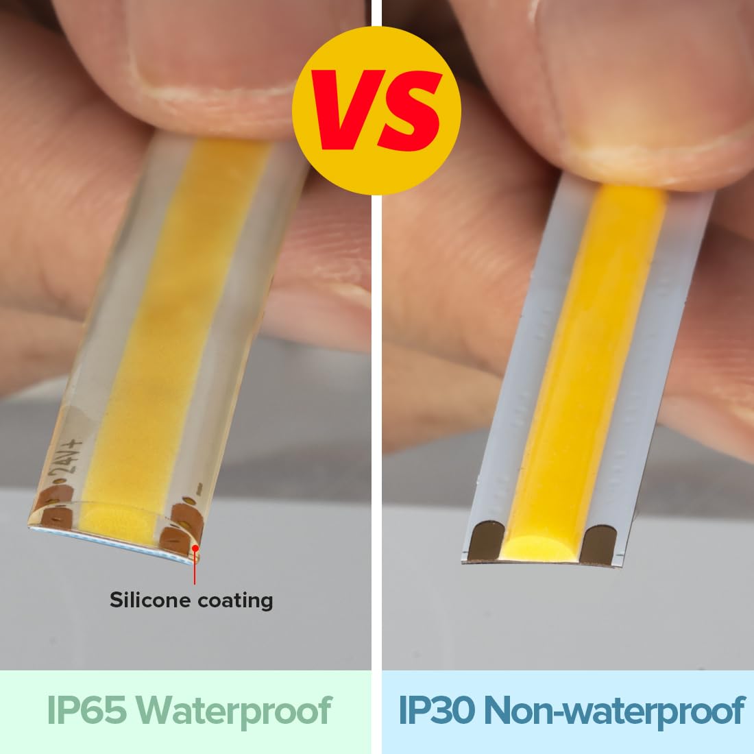 Btf-Lighting Fcob Cob Led Strip Ip65 Flexible High Density Uniform Light 8W/M 16.4Ft Dc24V Natural White 4000K 336Led/M Cri 90+