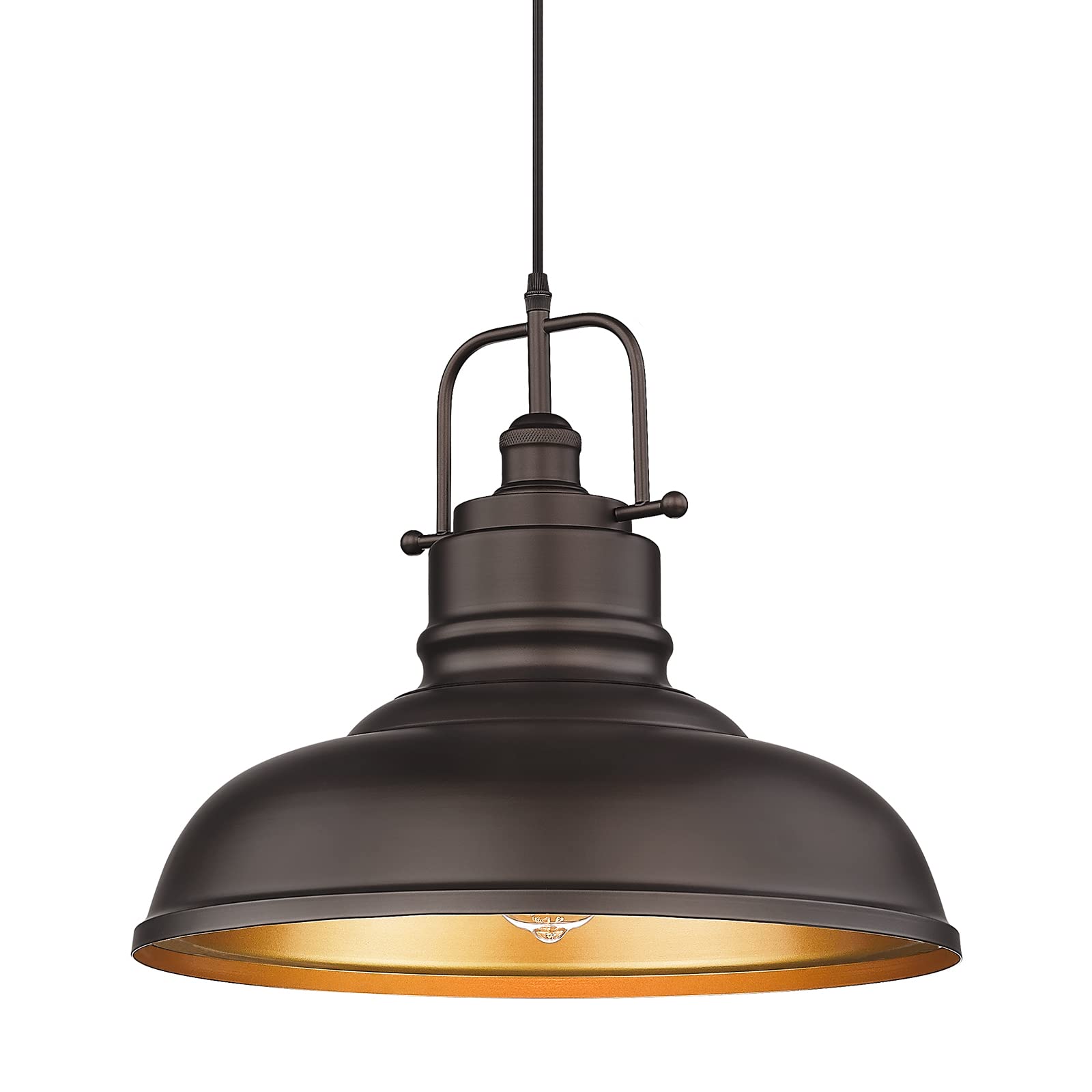 Zeyu 17.7 Inch Farmhouse Pendant Light For Kitchen Island, Large Ceiling Hanging Light With Metal Dome Shade, Oil Rubbed Bronze