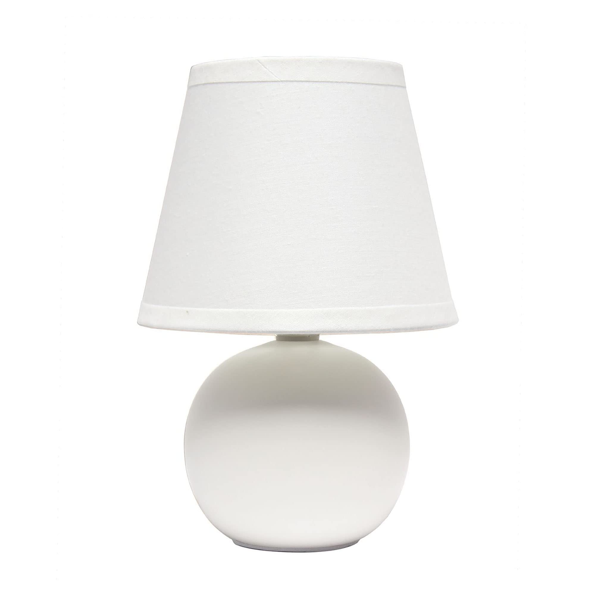 Creekwood Home Off-White Ceramic Orb Base Bedside Table Lamp With Drum Shade, 8.66"