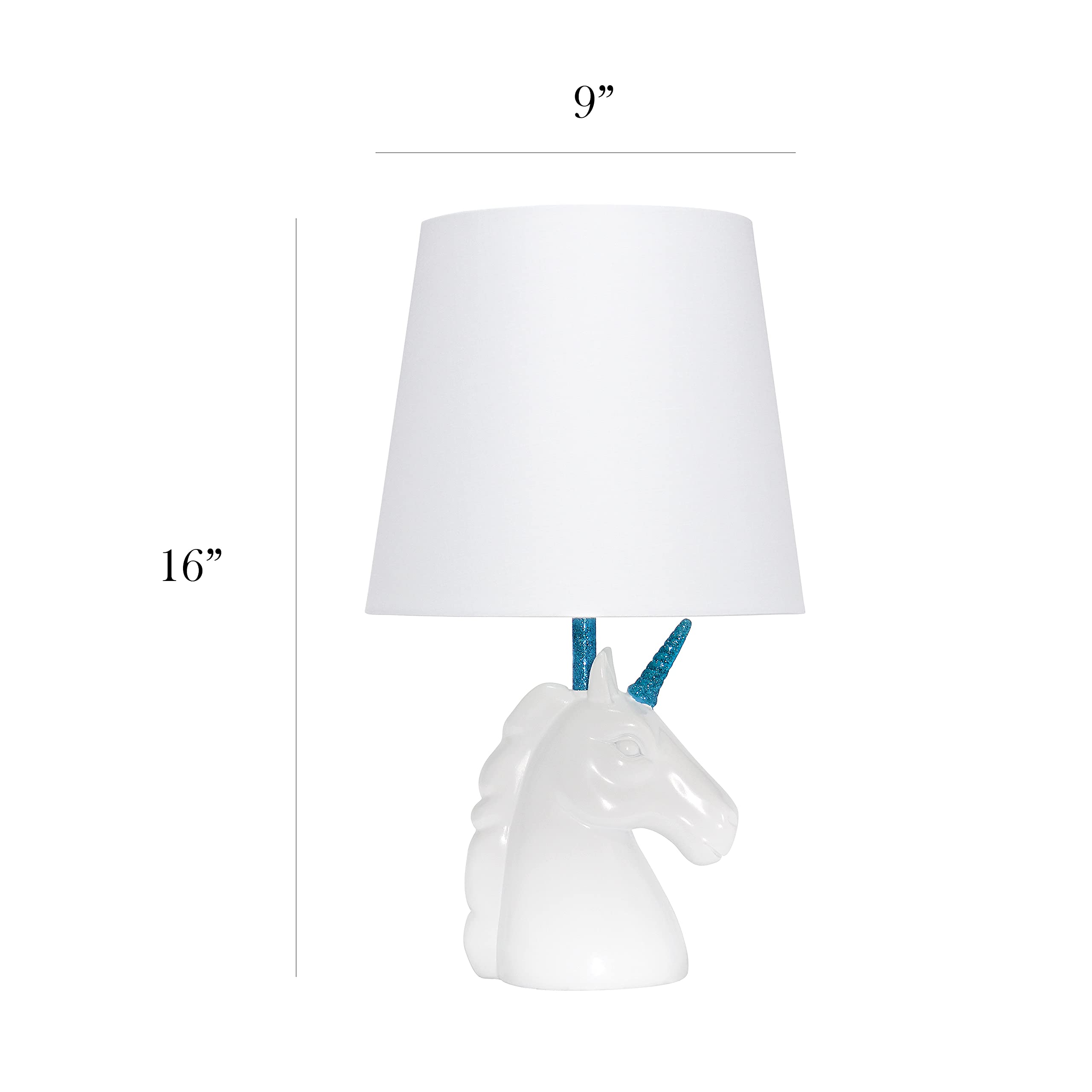 Simple Designs Lt1078-Blu Sparkling Glitter Unicorn Table Lamp, Blue