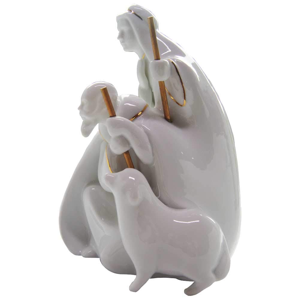 ATD 8in Festive Christmas Shepherd Table Night Light, Porcelain, White, Model SS-ATD-33138