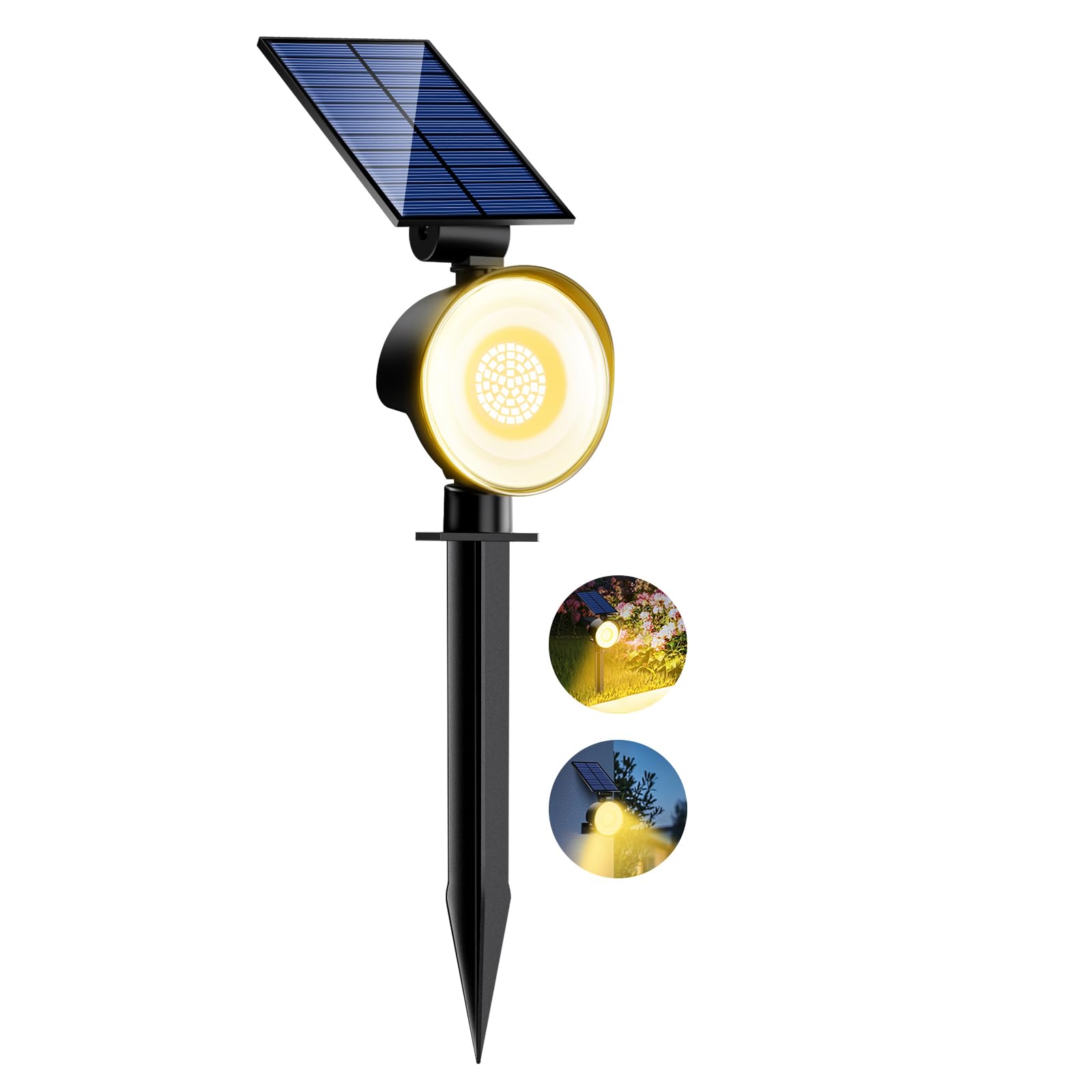 Nipify 1 Pack Solar Spot Lights Outdoor Waterproof With 3 Modes  Solar Spotlight Light For Outside Yard Landscape Lighting Pathway Lights Wall Warm White