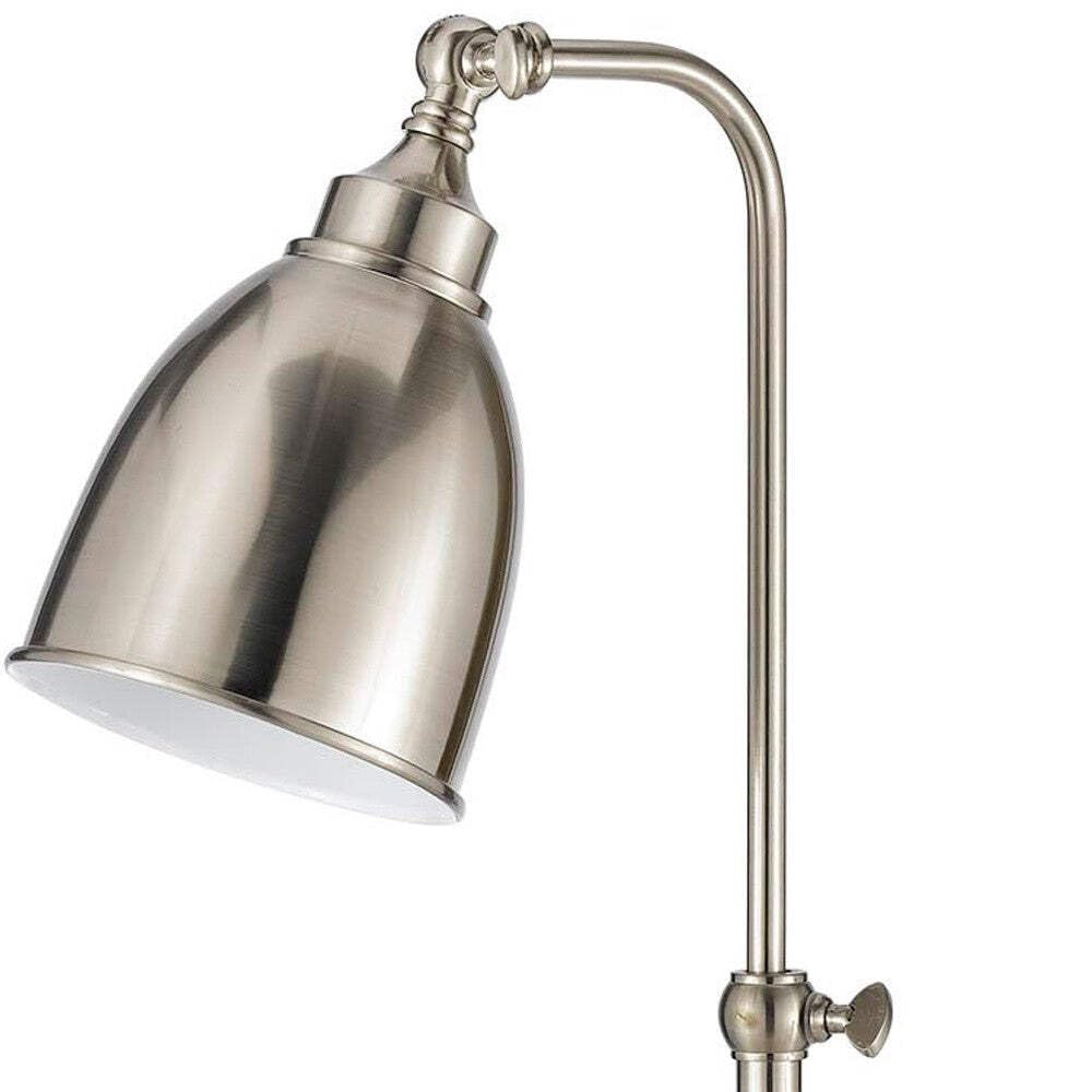 HomeRoots Adjustable Table Lamp, Nickel Metal, Dome Shade, Model 524649, 26 x 7 x 15 in.